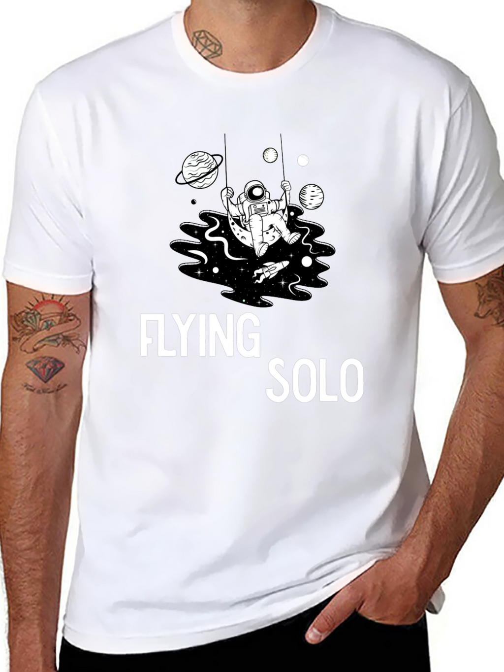 Flying Solo Graphic Tee - Space Astronaut Design