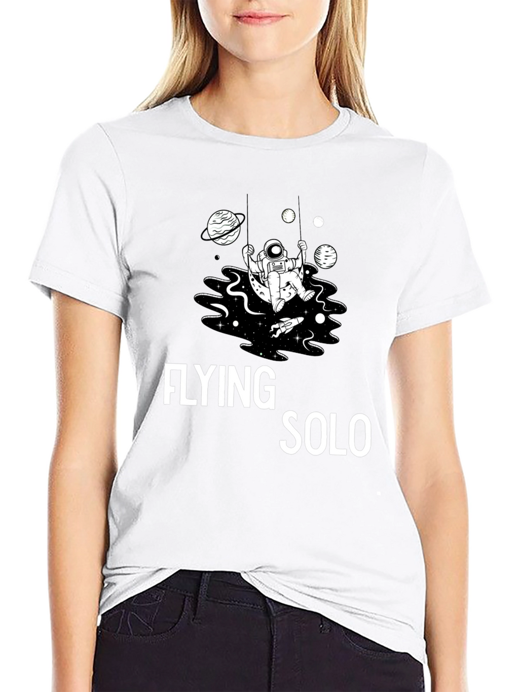 Flying Solo Graphic Tee - Space Astronaut Design