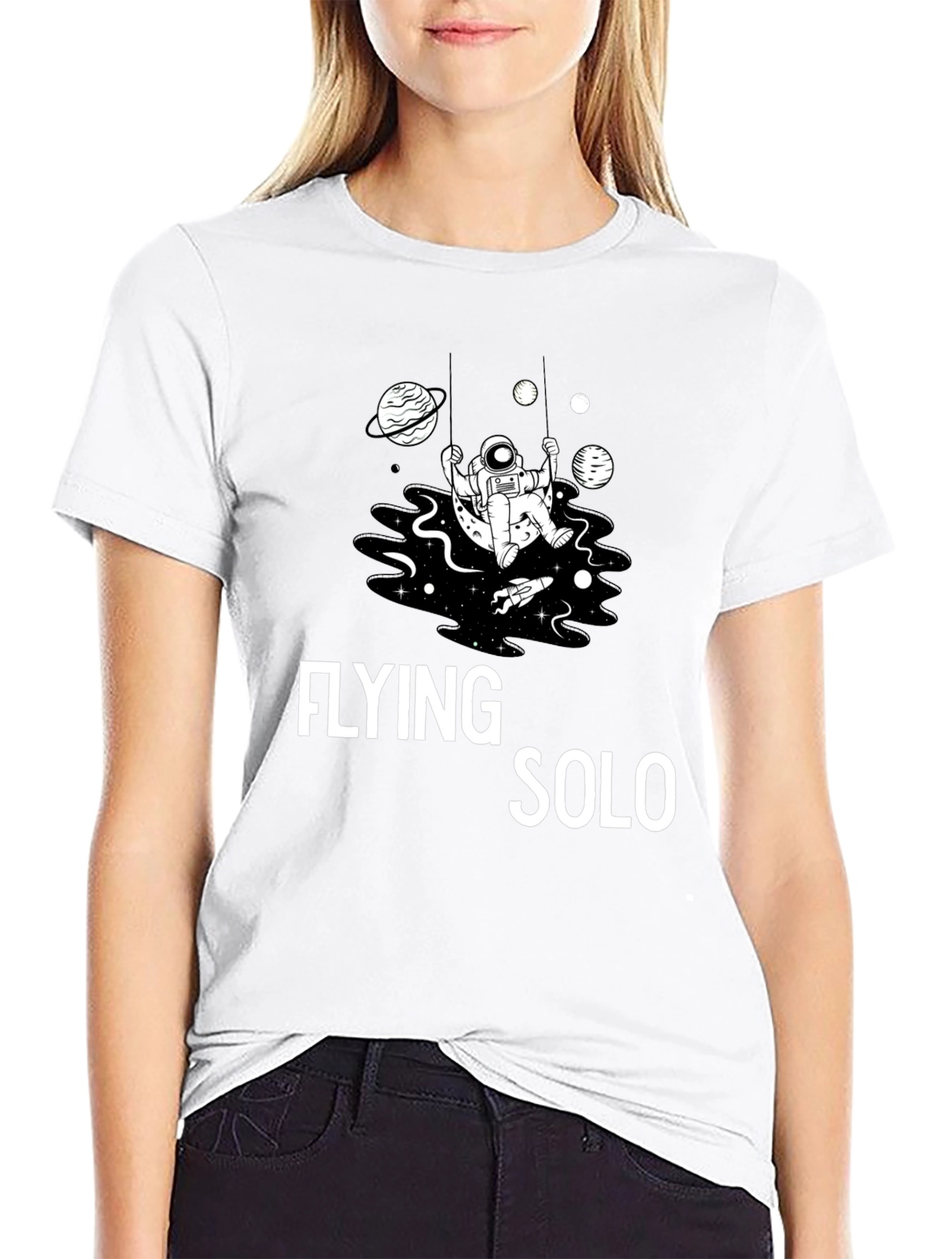 Flying Solo Graphic Tee - Space Astronaut Design