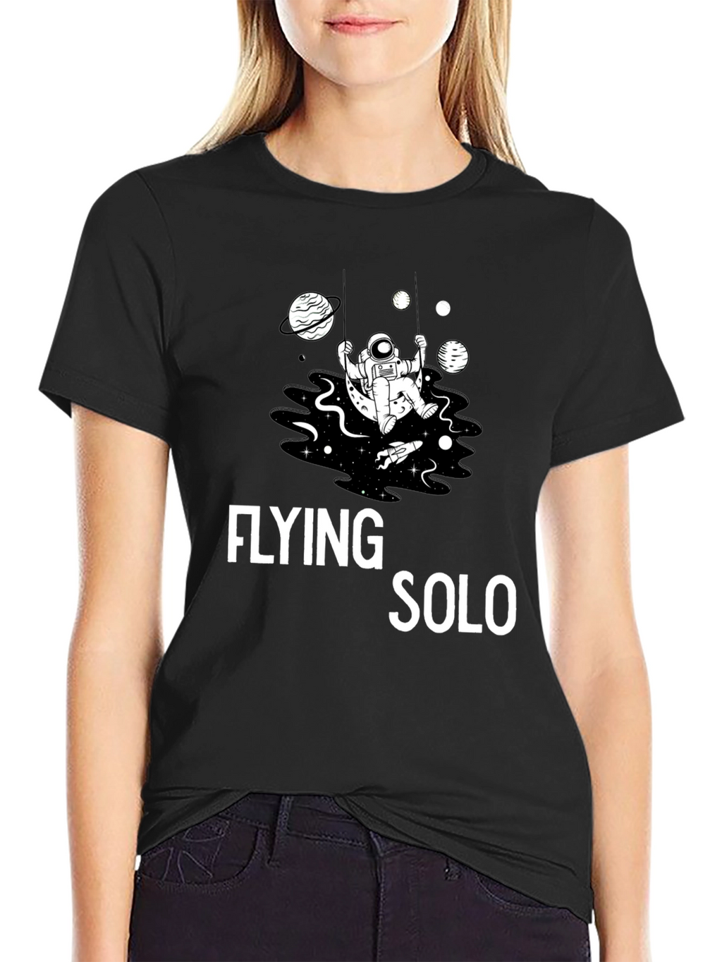 Flying Solo Graphic Tee - Space Astronaut Design