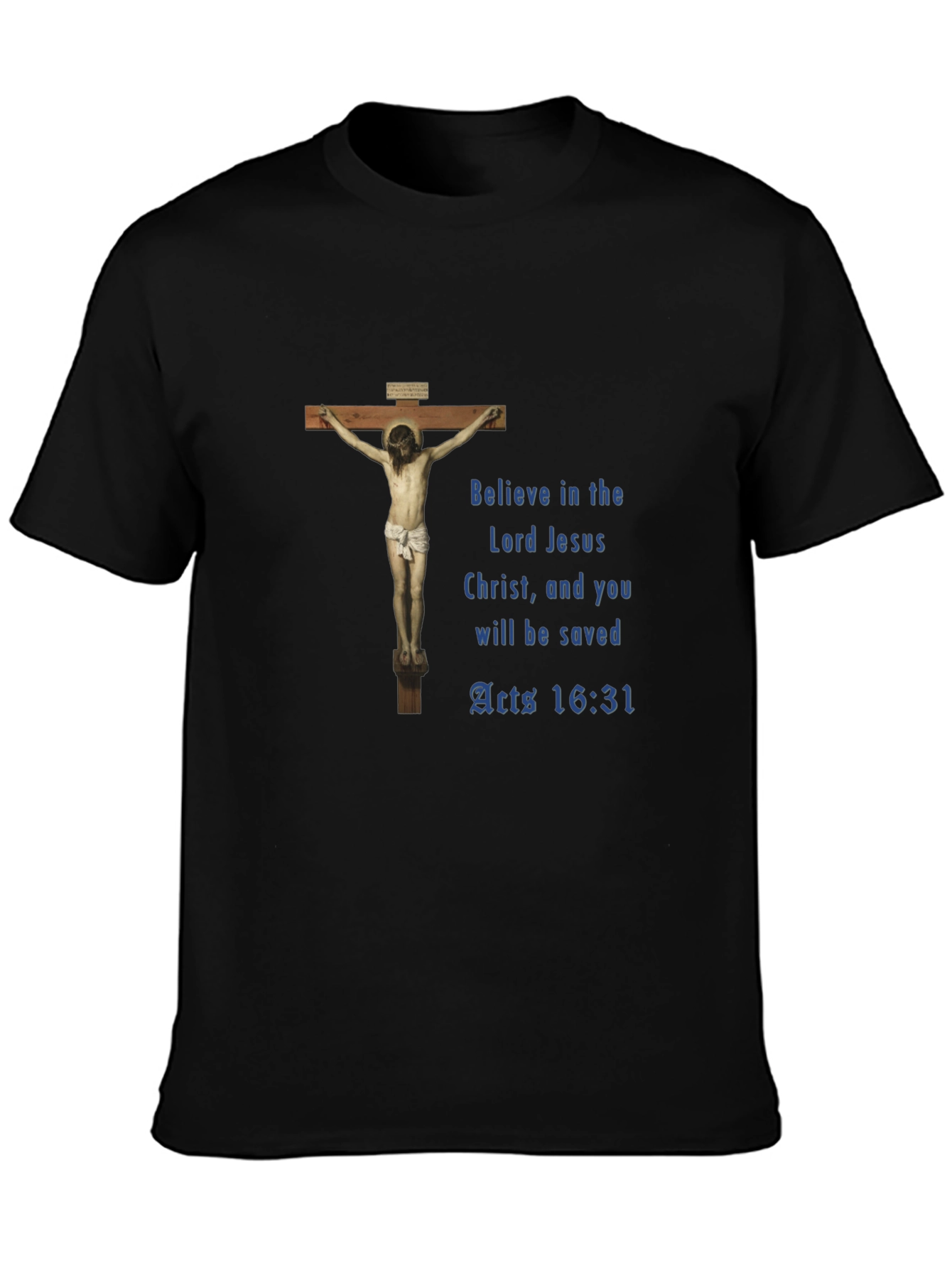 Believe Lord Jesus Black Graphic T-Shirt