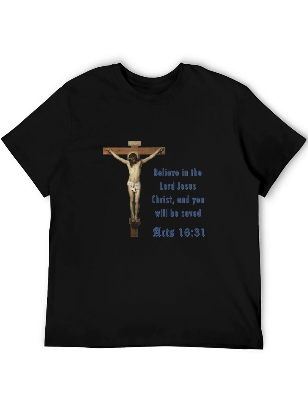 Believe Lord Jesus Black Graphic T-Shirt