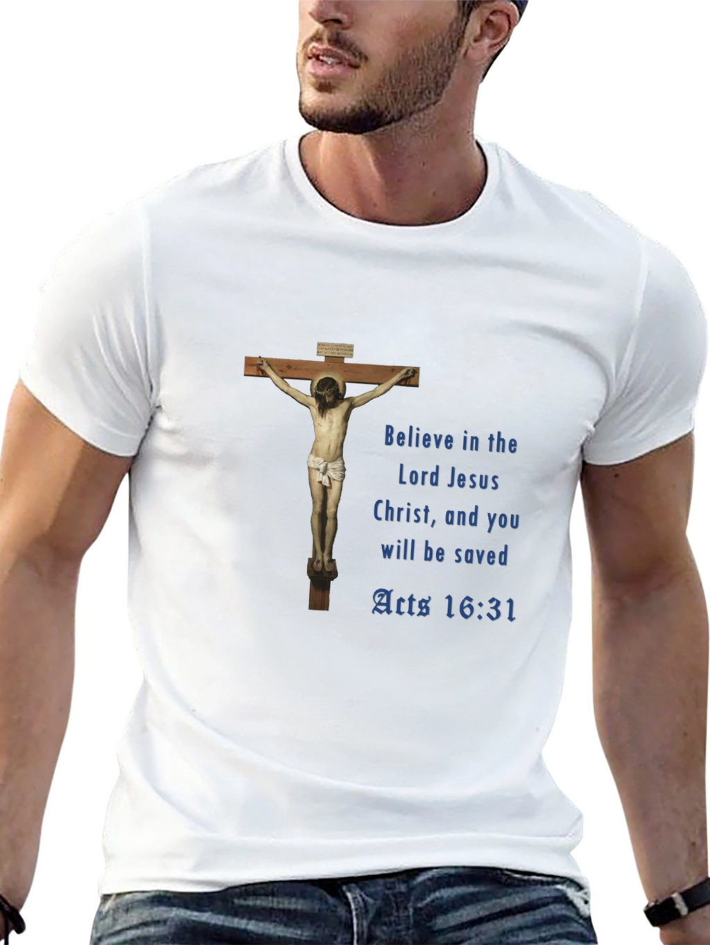 Believe Lord Jesus Black Graphic T-Shirt