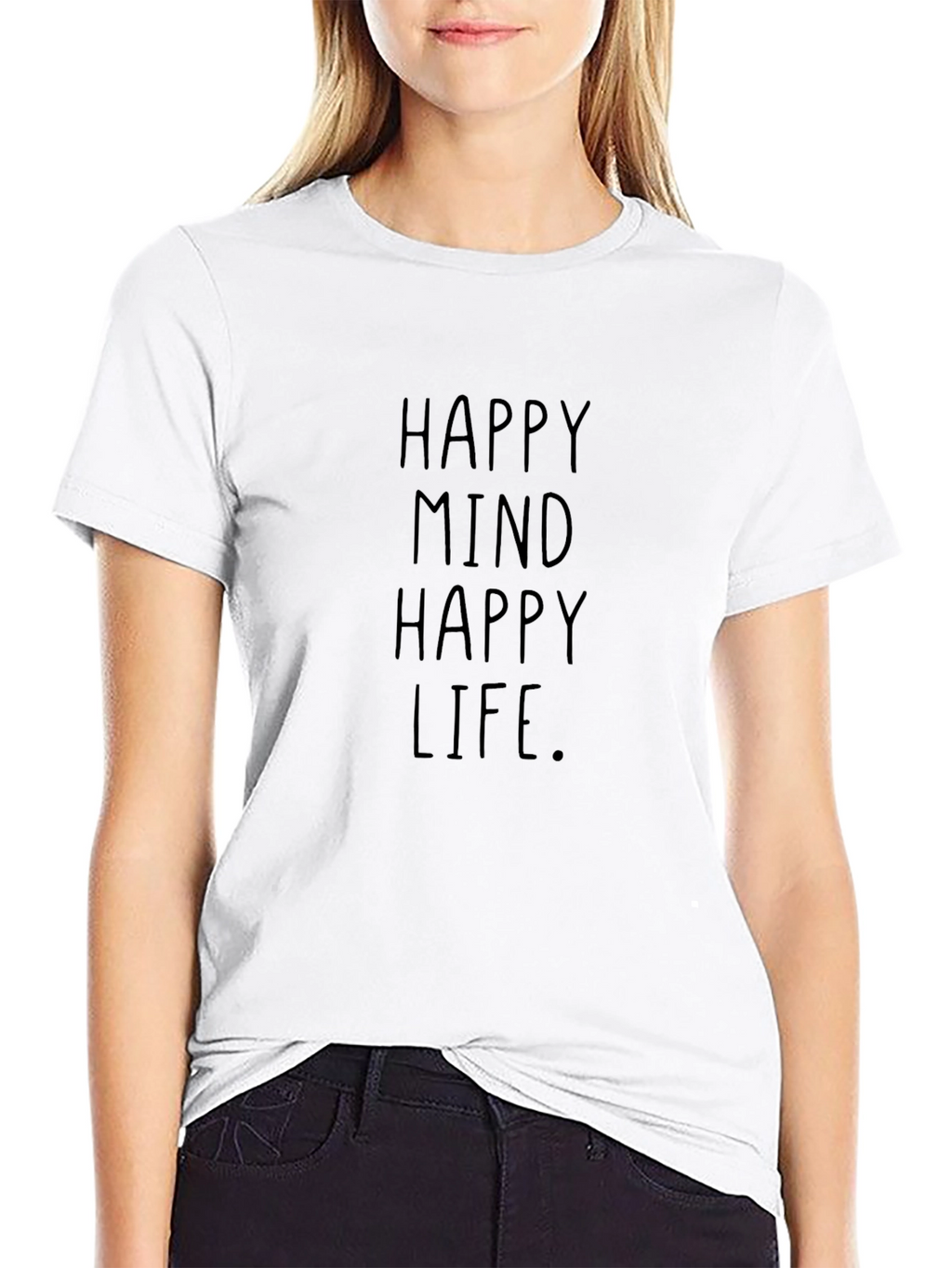 Happy Mind Happy Life Graphic T-Shirt - Black