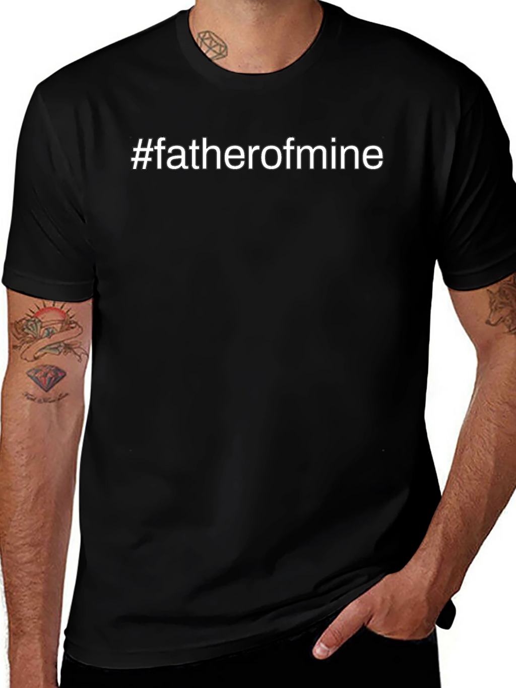 #fatherofmine Black Cotton Graphic Tee
