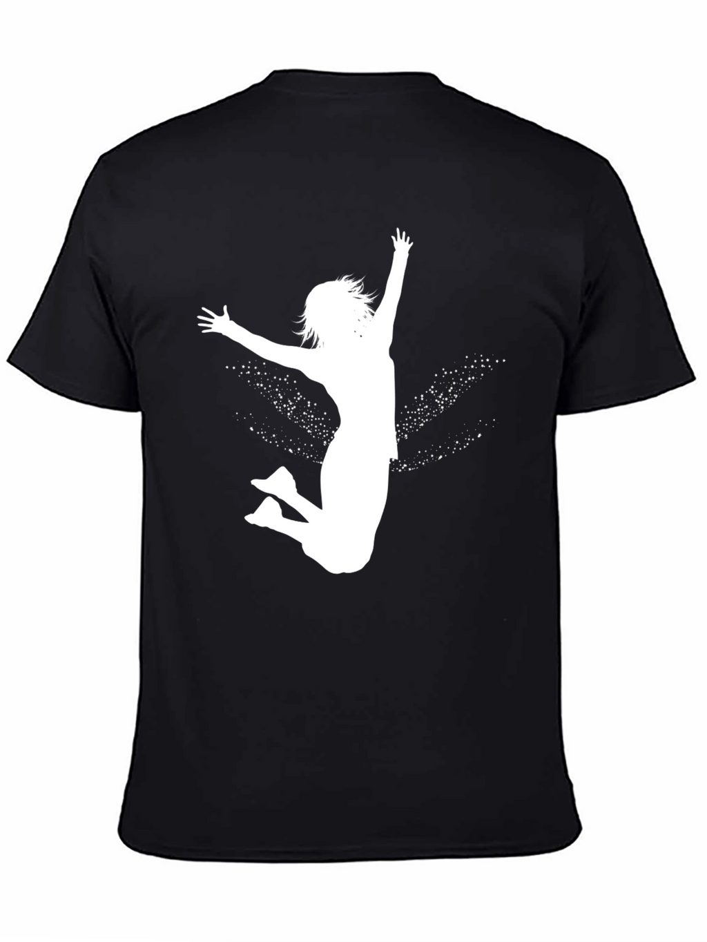 Black Tee with White Jumping Girl Graphic