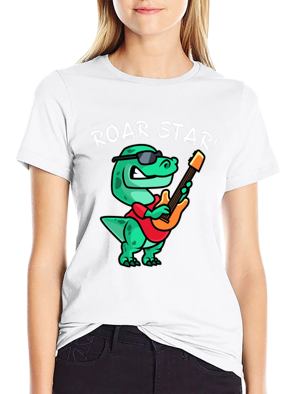 Roar Star Dino Guitarist Graphic Tee