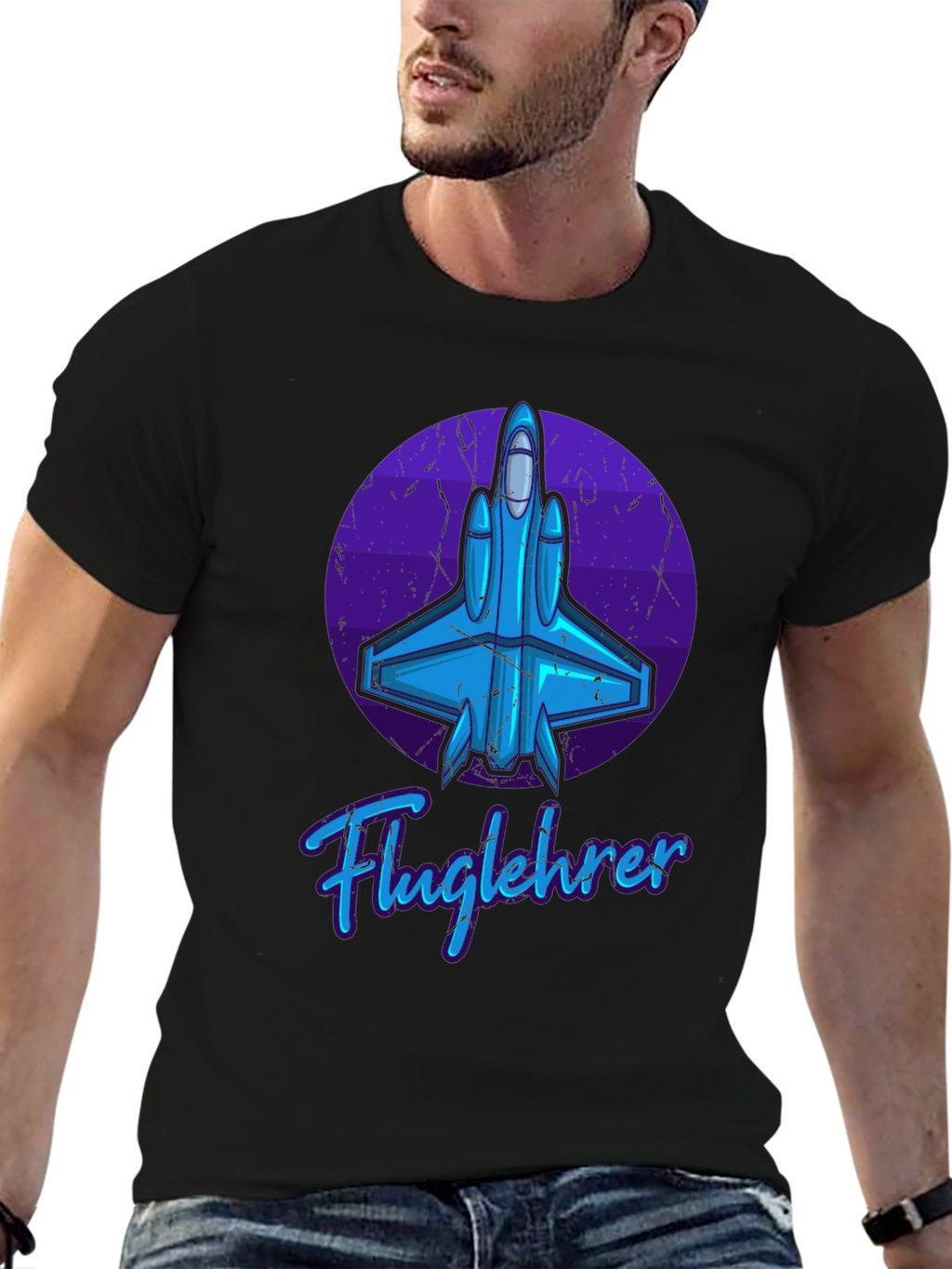 Fluglehrer Fighter Jet Graphic Tee - Black