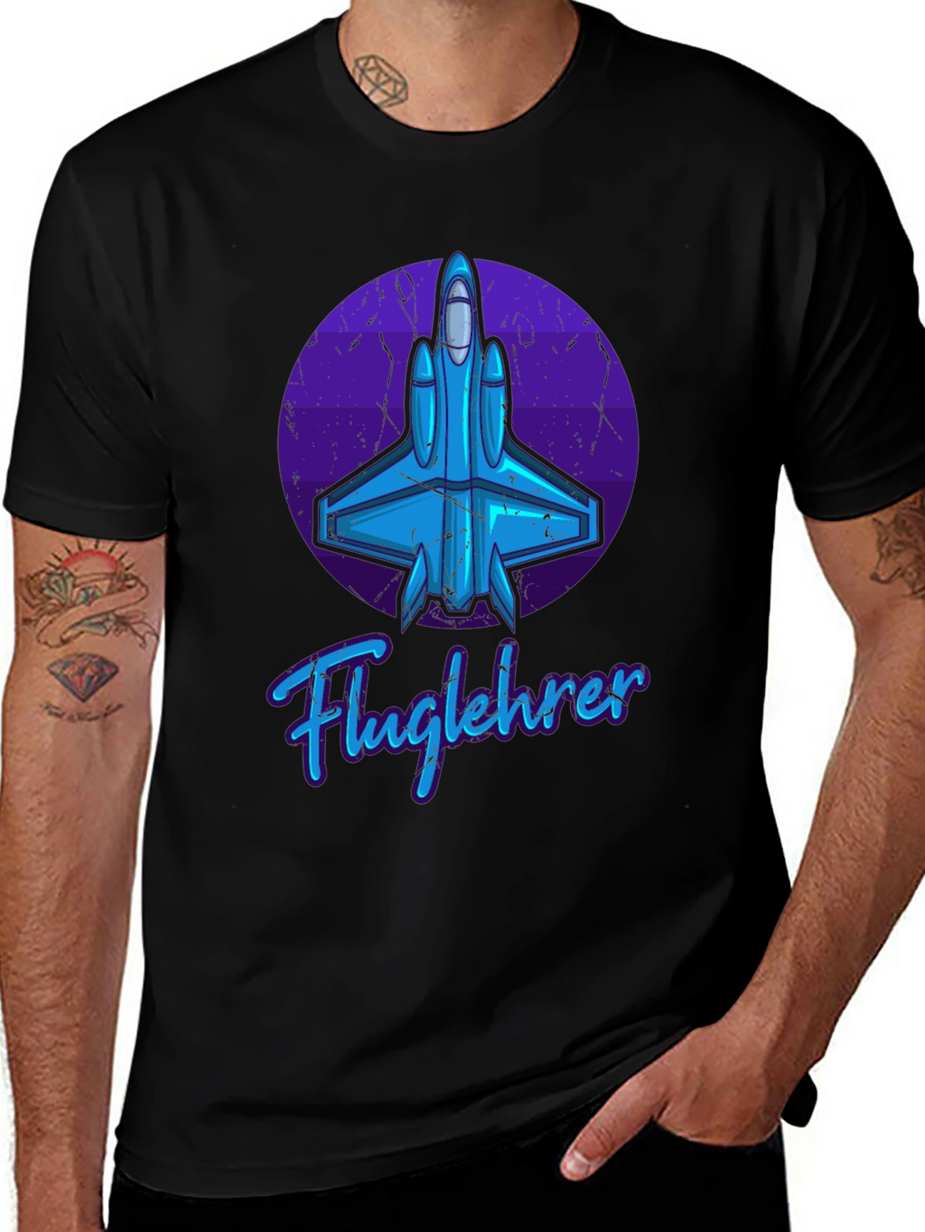 Fluglehrer Fighter Jet Graphic Tee - Black