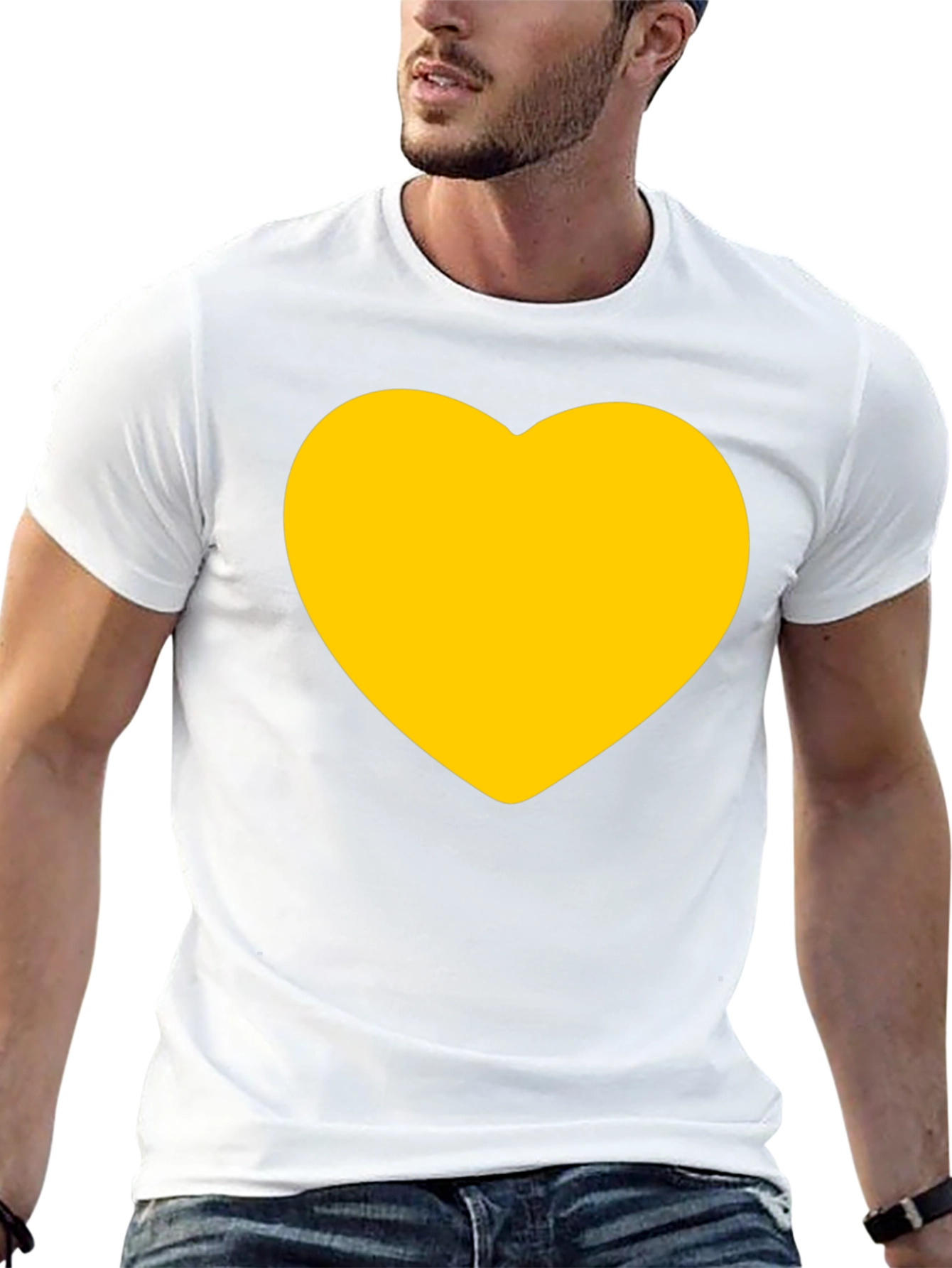 Black T-Shirt with Gold Heart Graphic