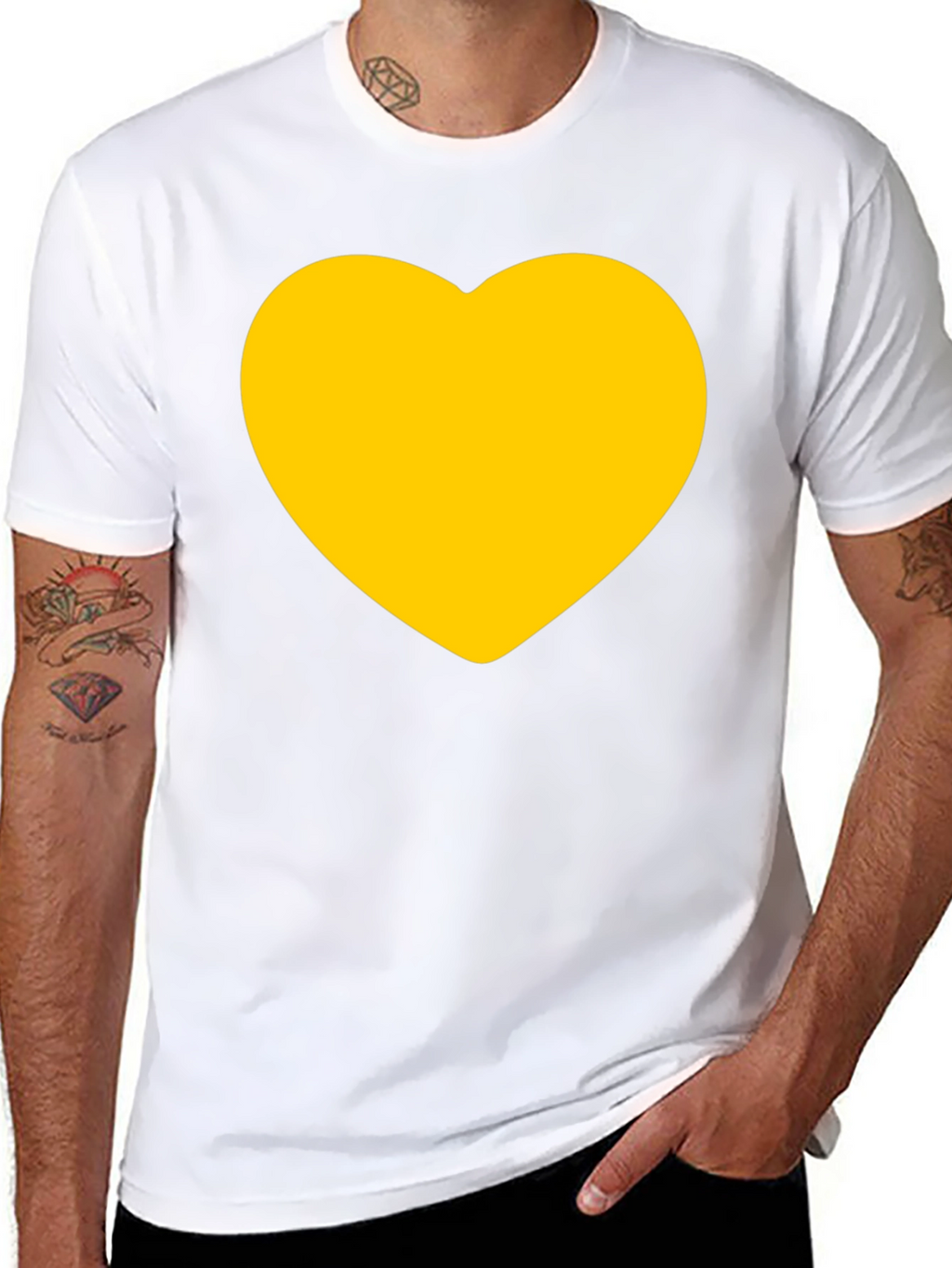 Black T-Shirt with Gold Heart Graphic