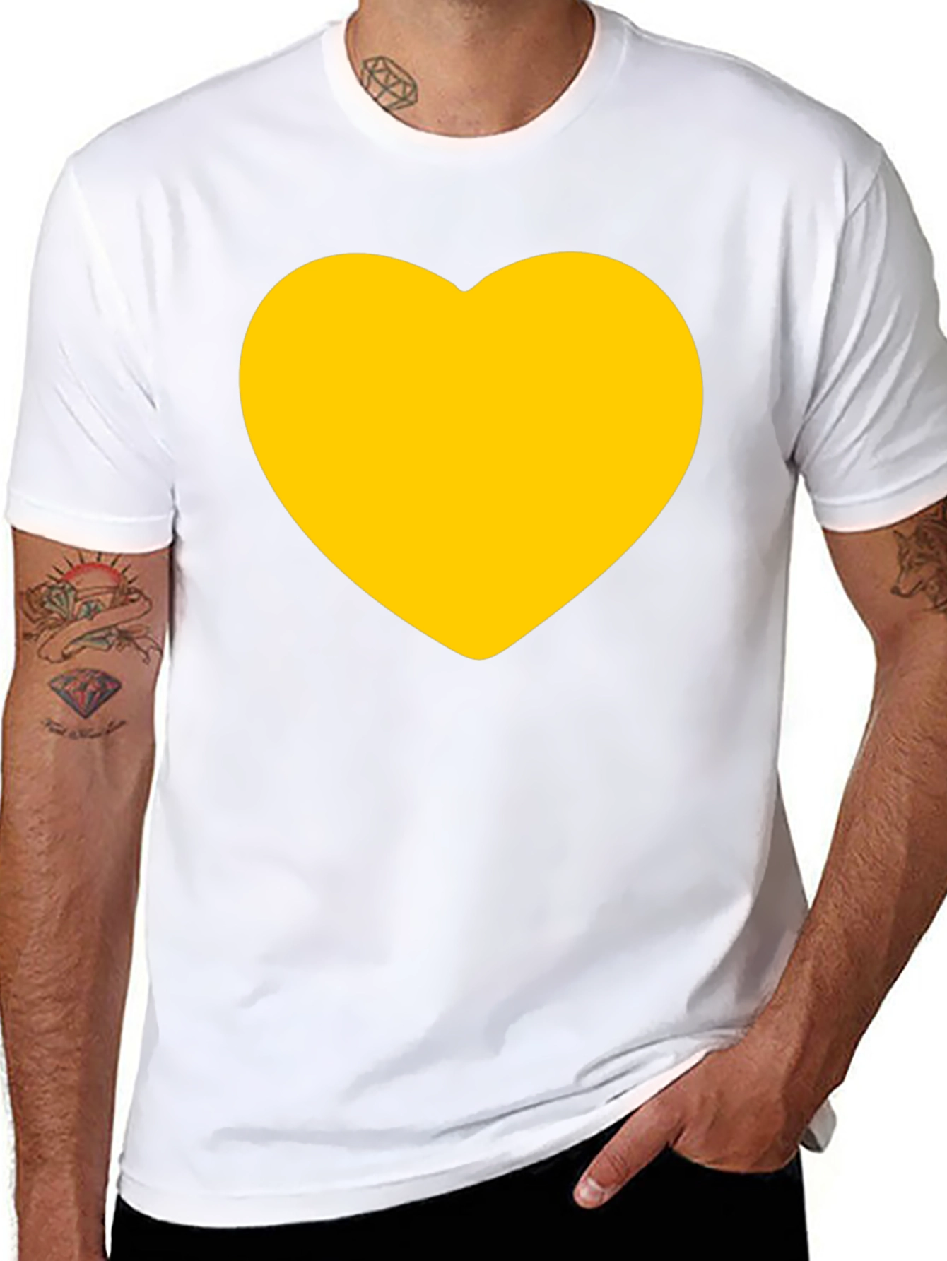 Black T-Shirt with Gold Heart Graphic