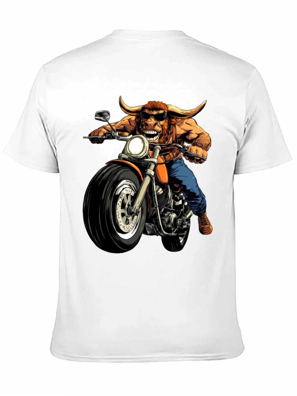 Bull on Motorcycle Graphic T-Shirt