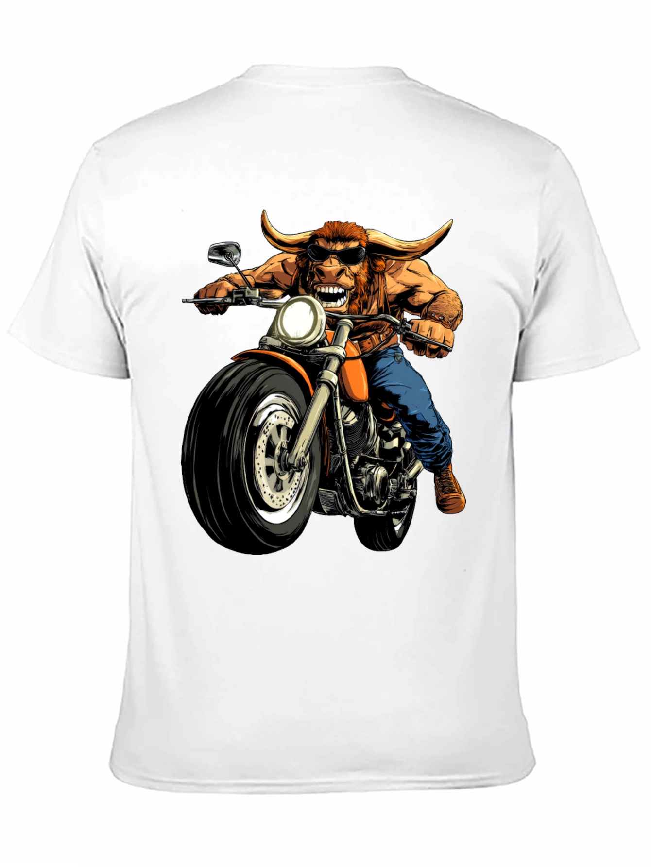 Bull on Motorcycle Graphic T-Shirt