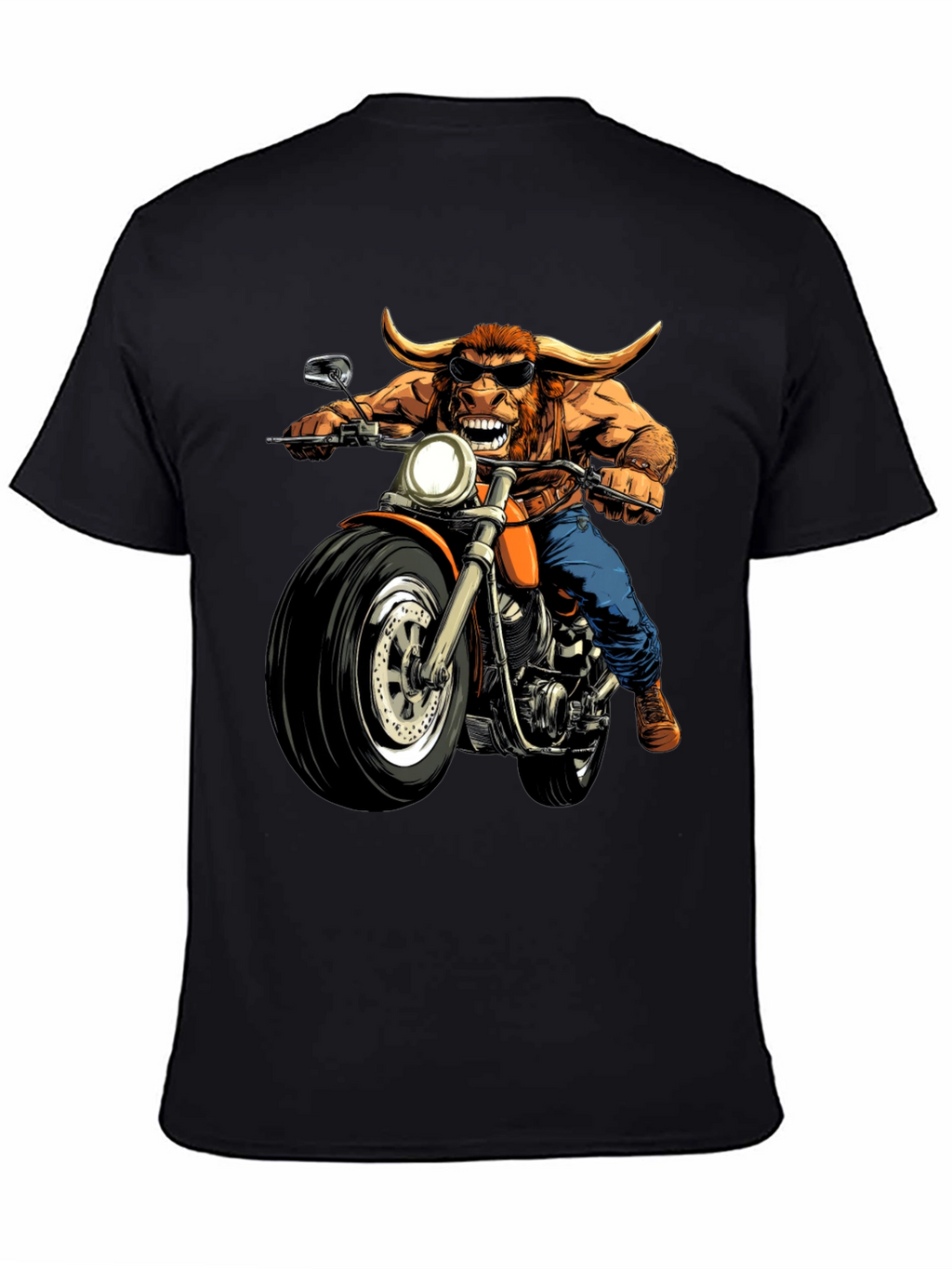 Bull on Motorcycle Graphic T-Shirt