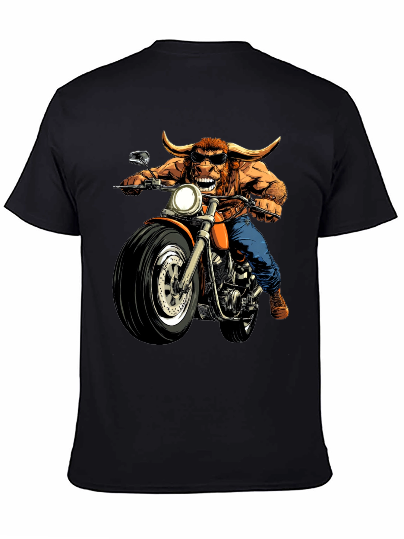 Bull on Motorcycle Graphic T-Shirt