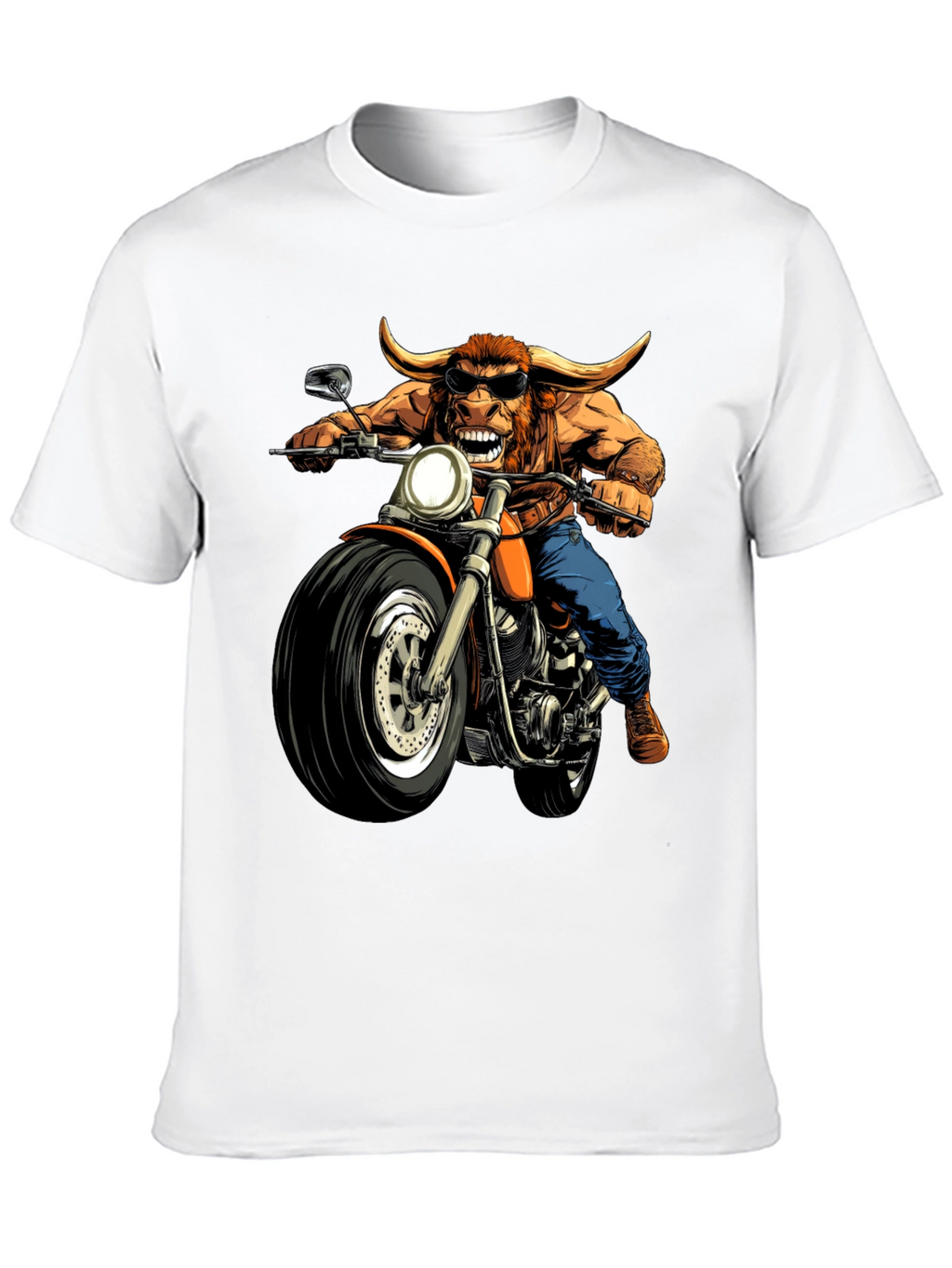 Bull on Motorcycle Graphic T-Shirt