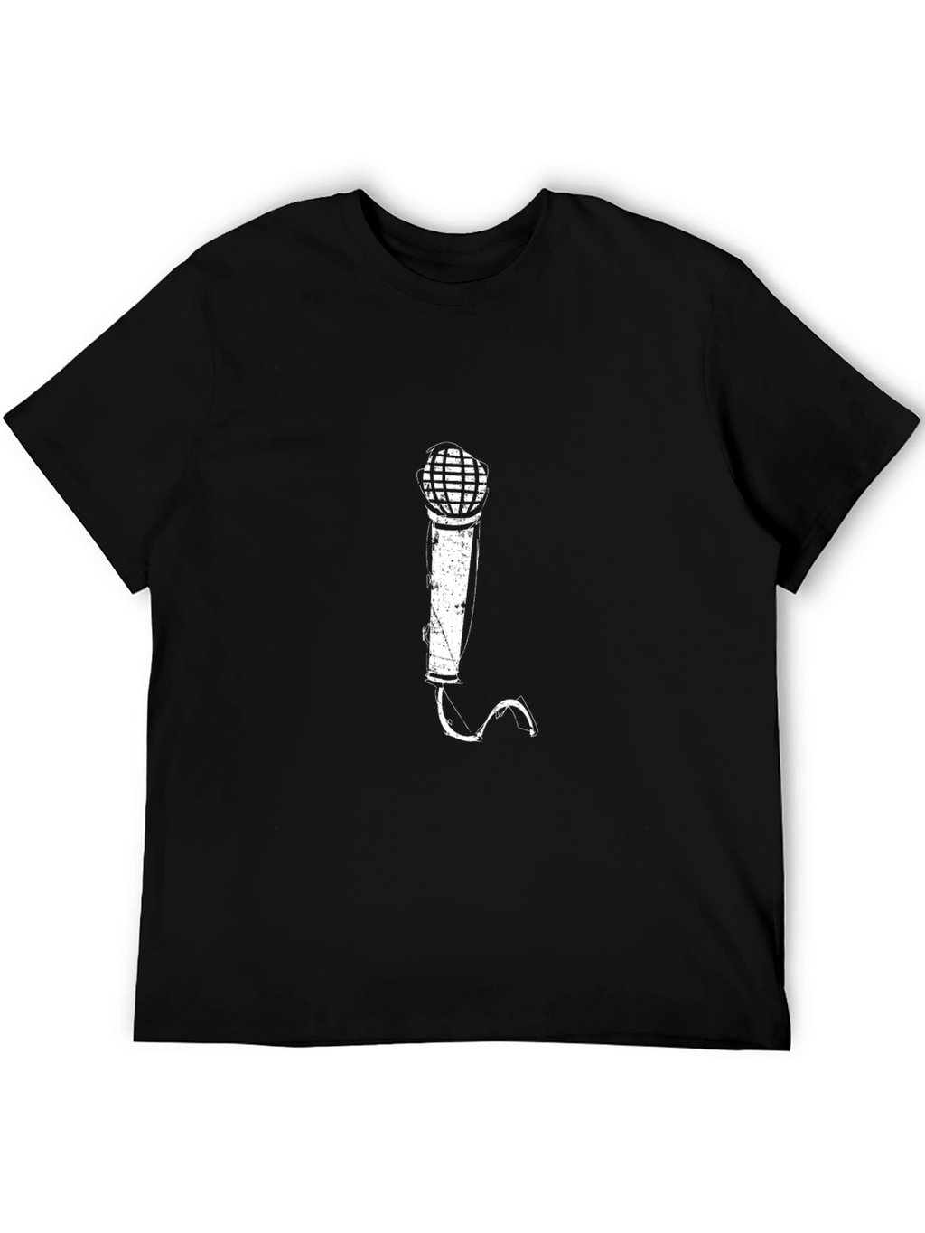 Microphone Graphic Print T-Shirt - Black