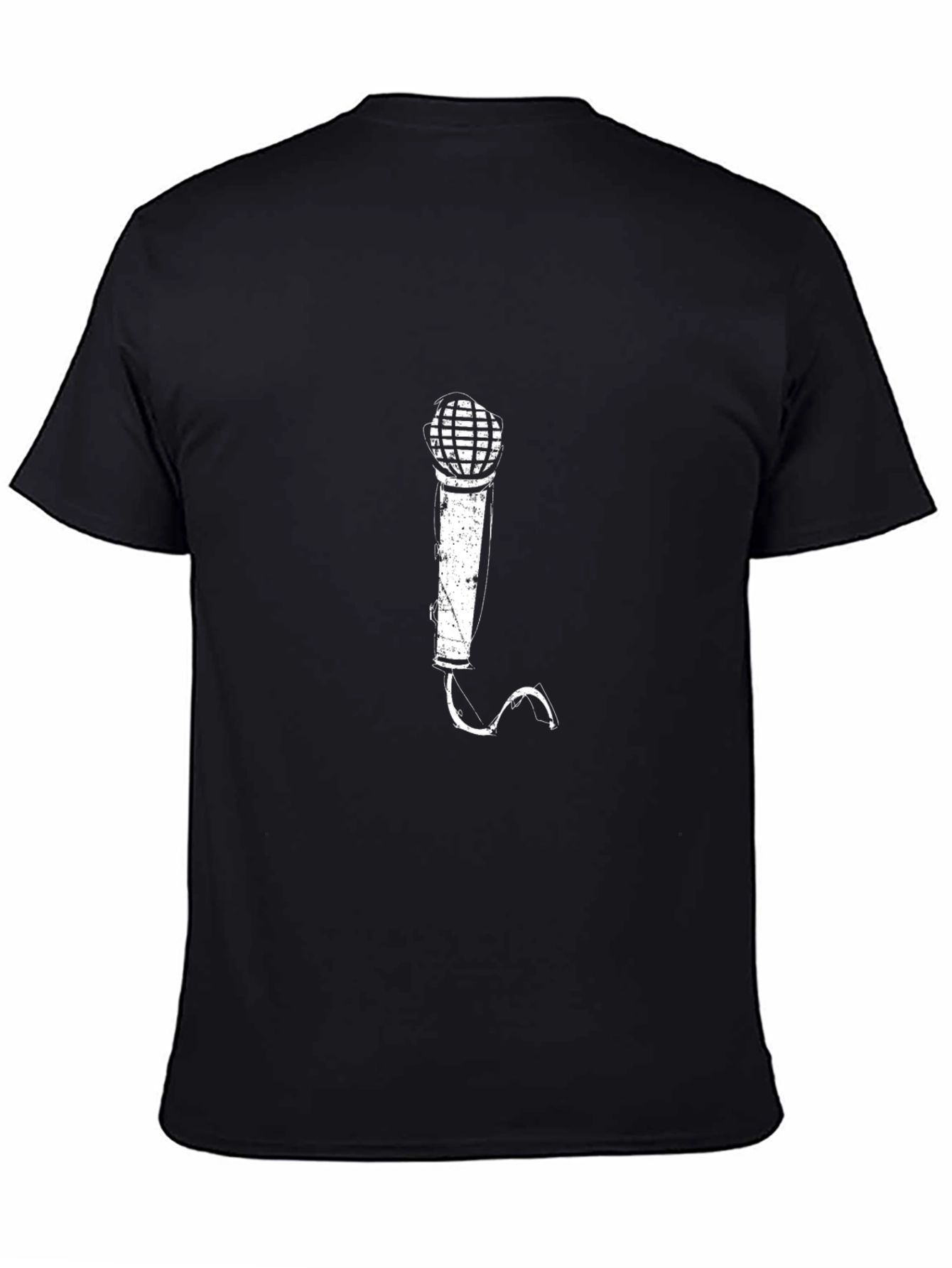Microphone Graphic Print T-Shirt - Black
