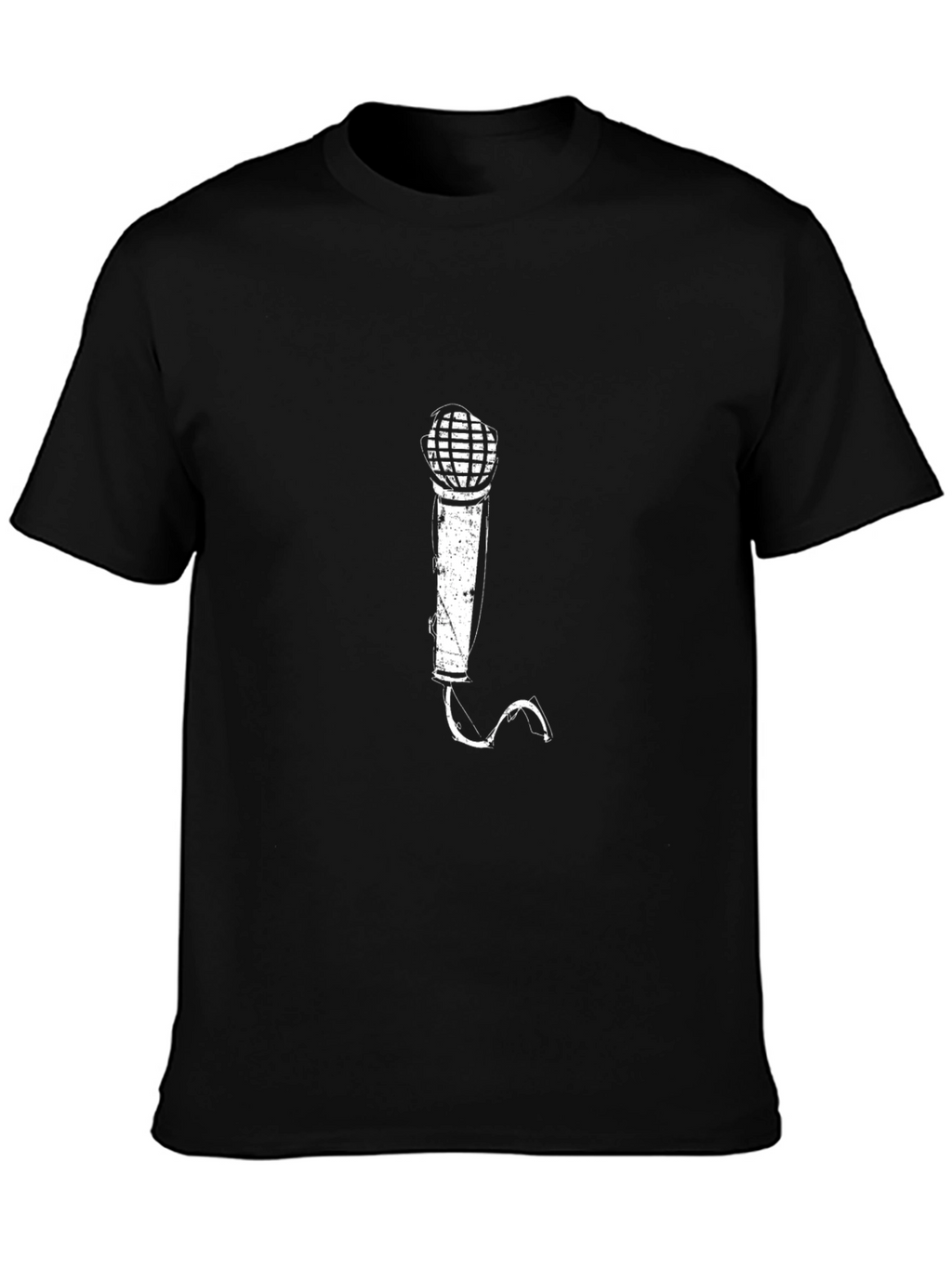 Microphone Graphic Print T-Shirt - Black