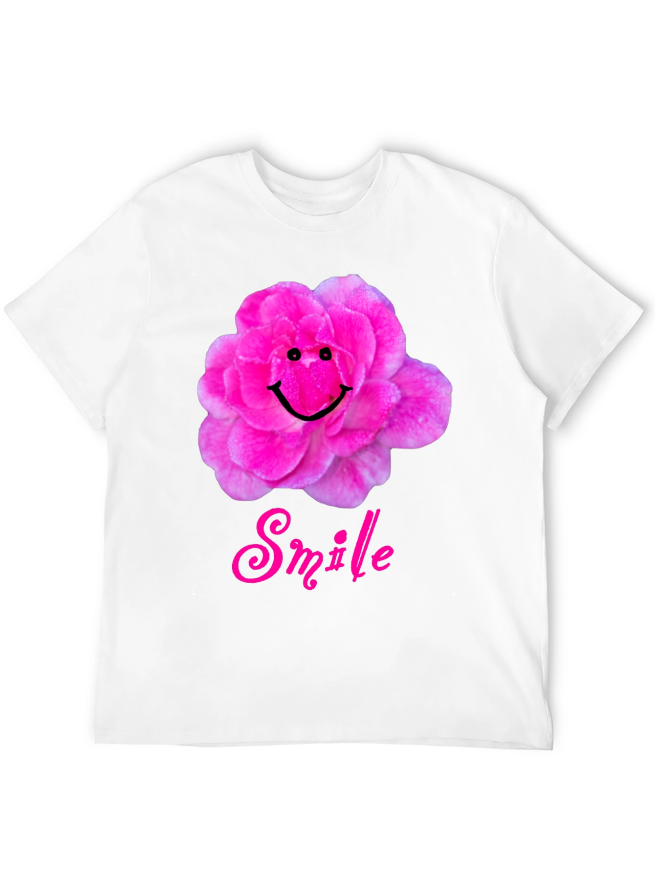 Smile Flower Graphic T-Shirt - Black Casual Tee