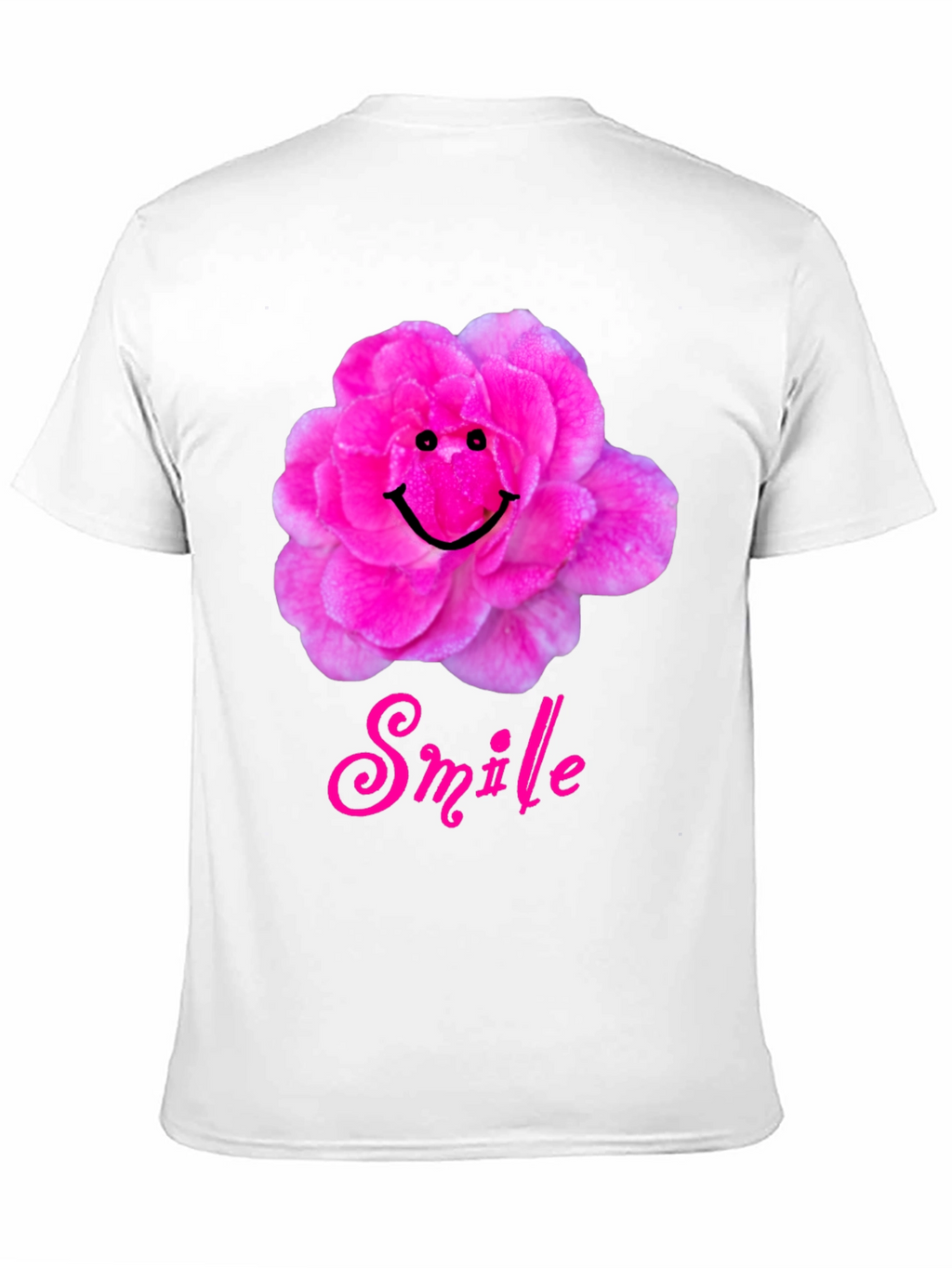 Smile Flower Graphic T-Shirt - Black Casual Tee