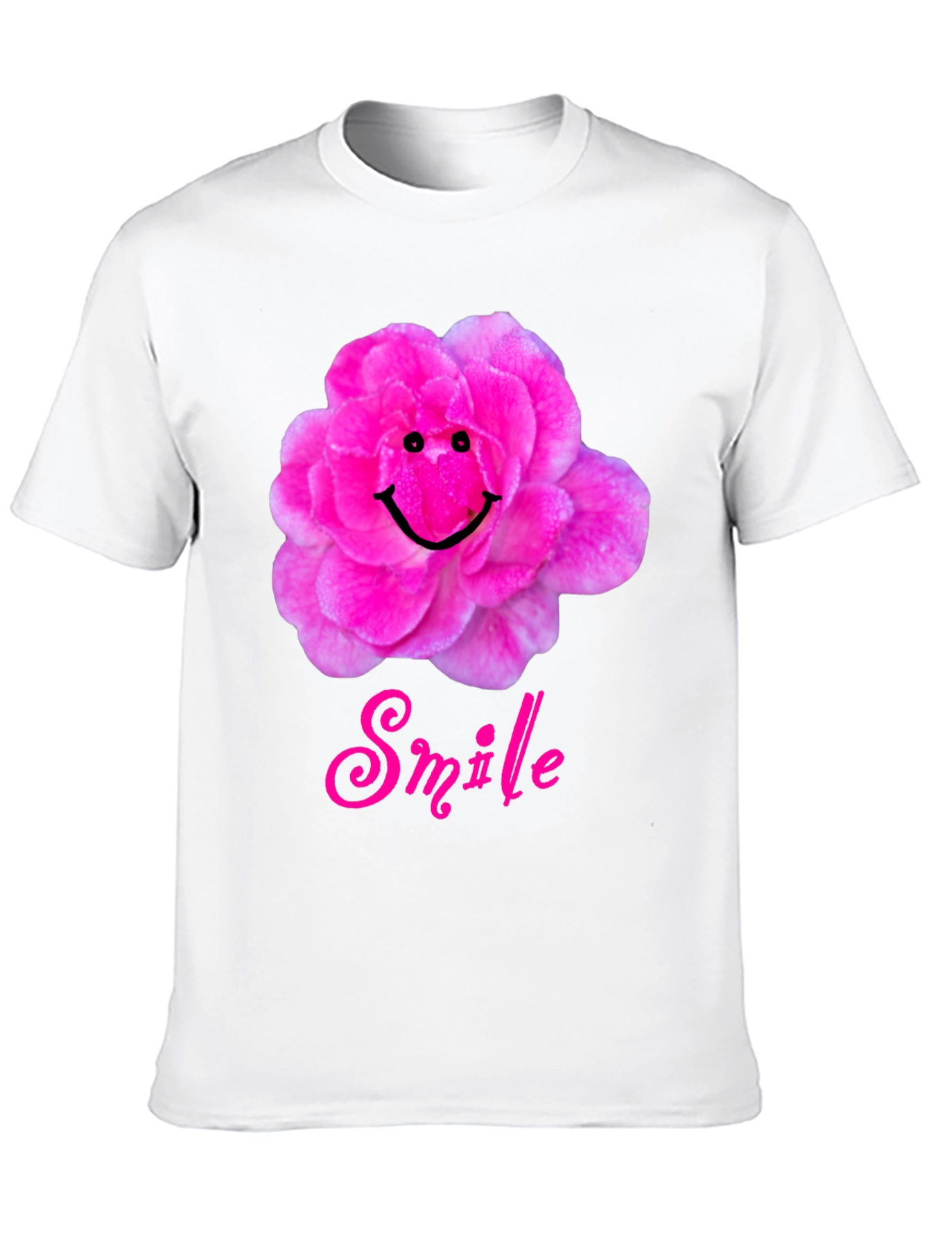 Smile Flower Graphic T-Shirt - Black Casual Tee