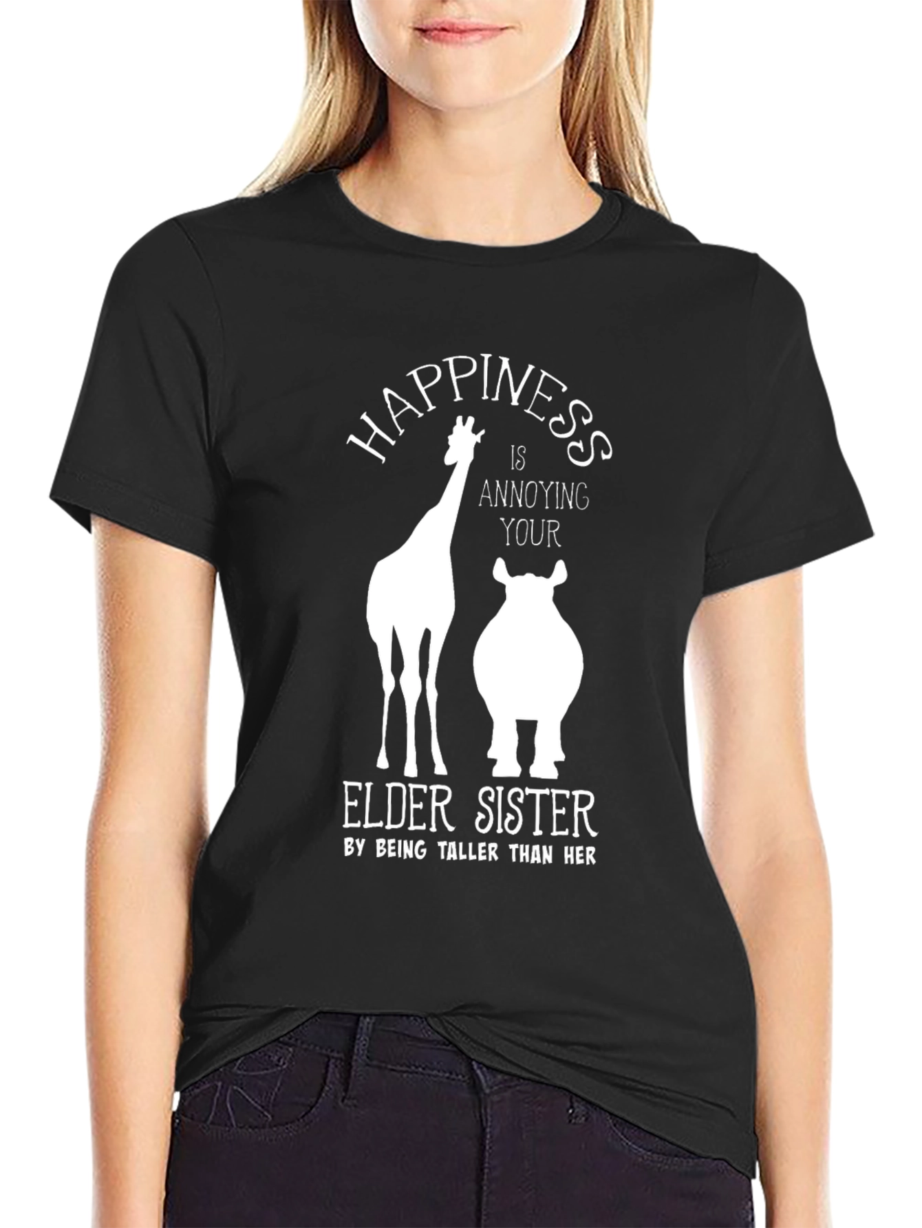 Funny Giraffe & Hippo Elder Sister T-Shirt