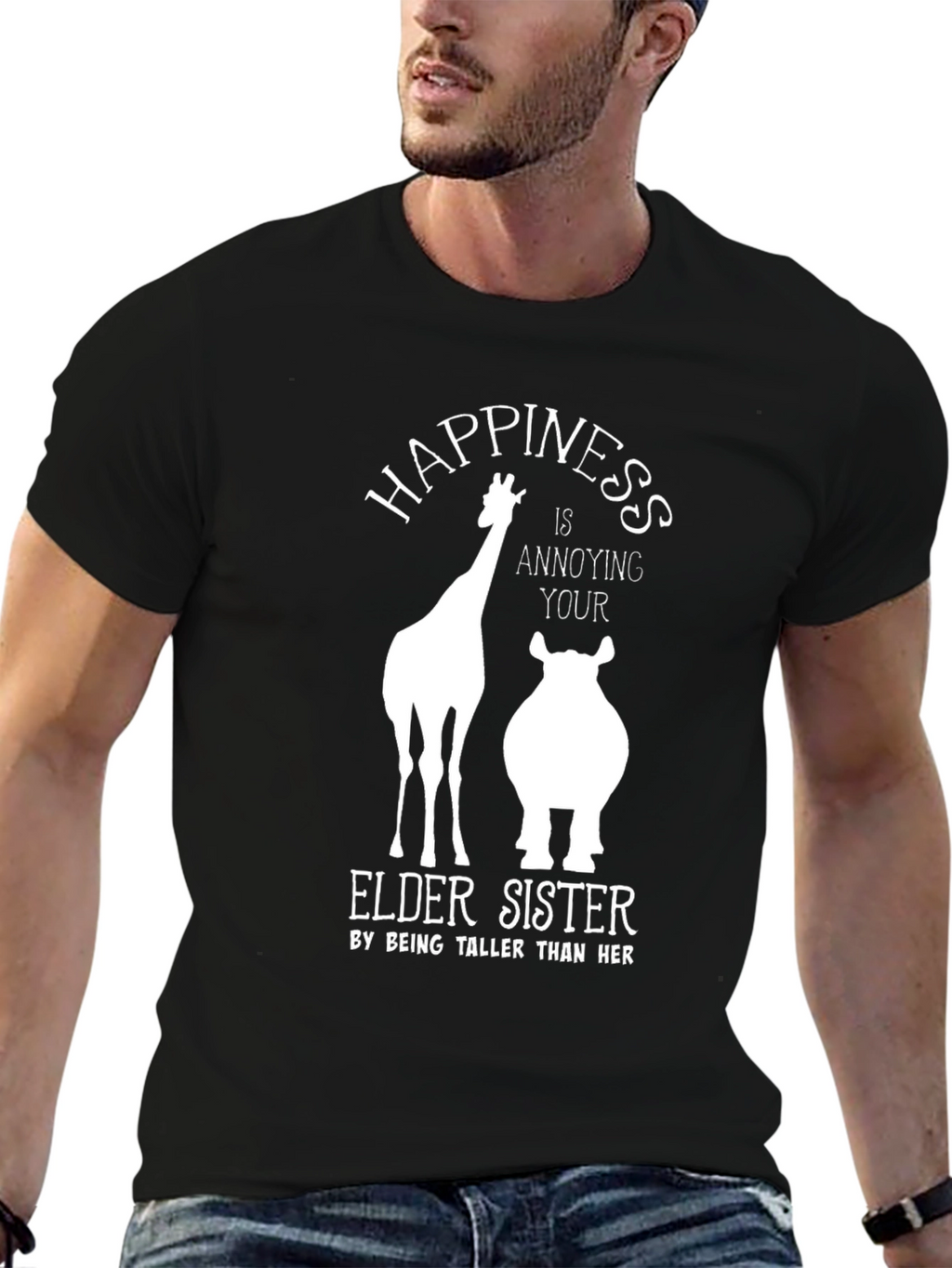 Funny Giraffe & Hippo Elder Sister T-Shirt