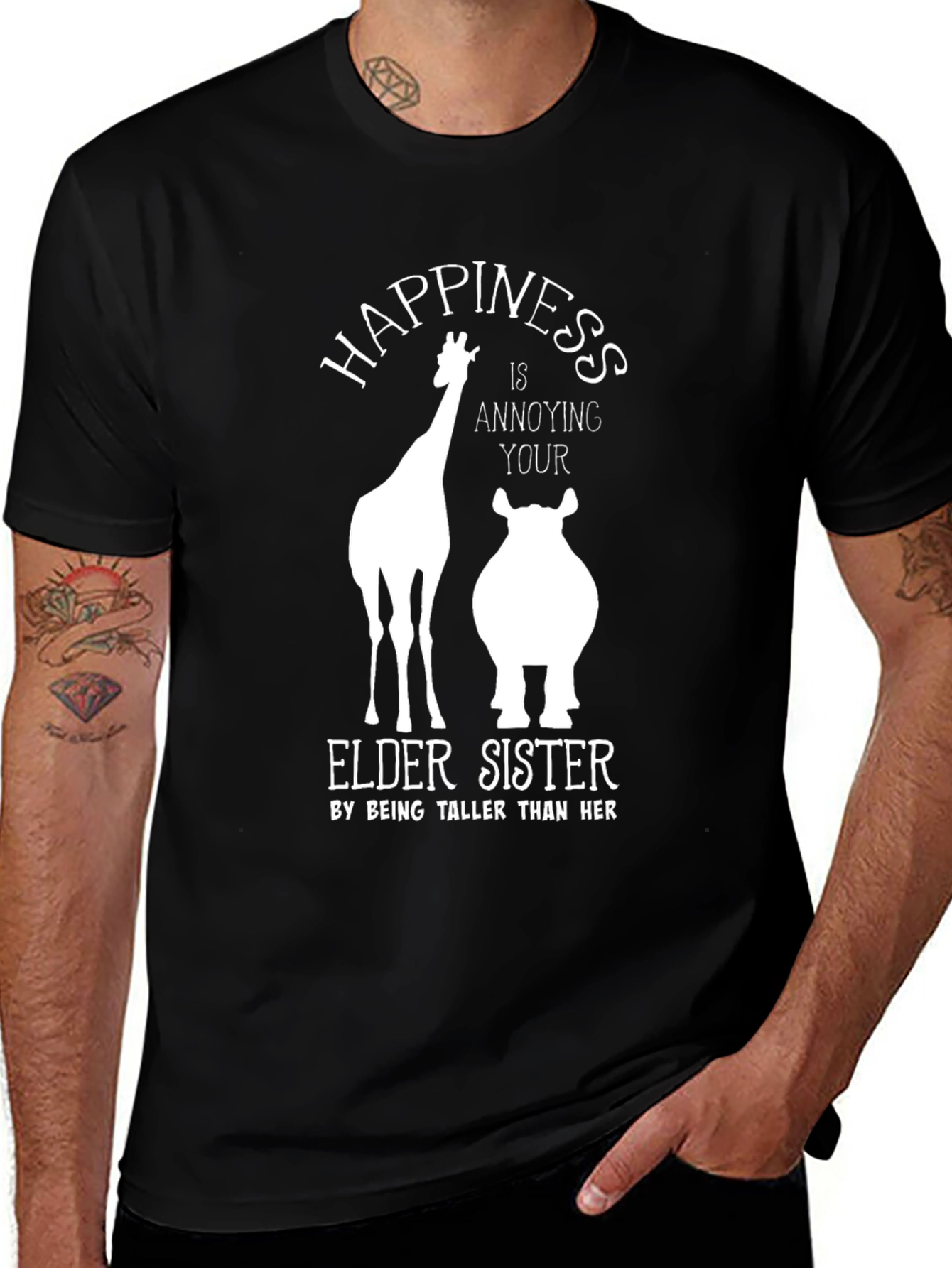 Funny Giraffe & Hippo Elder Sister T-Shirt
