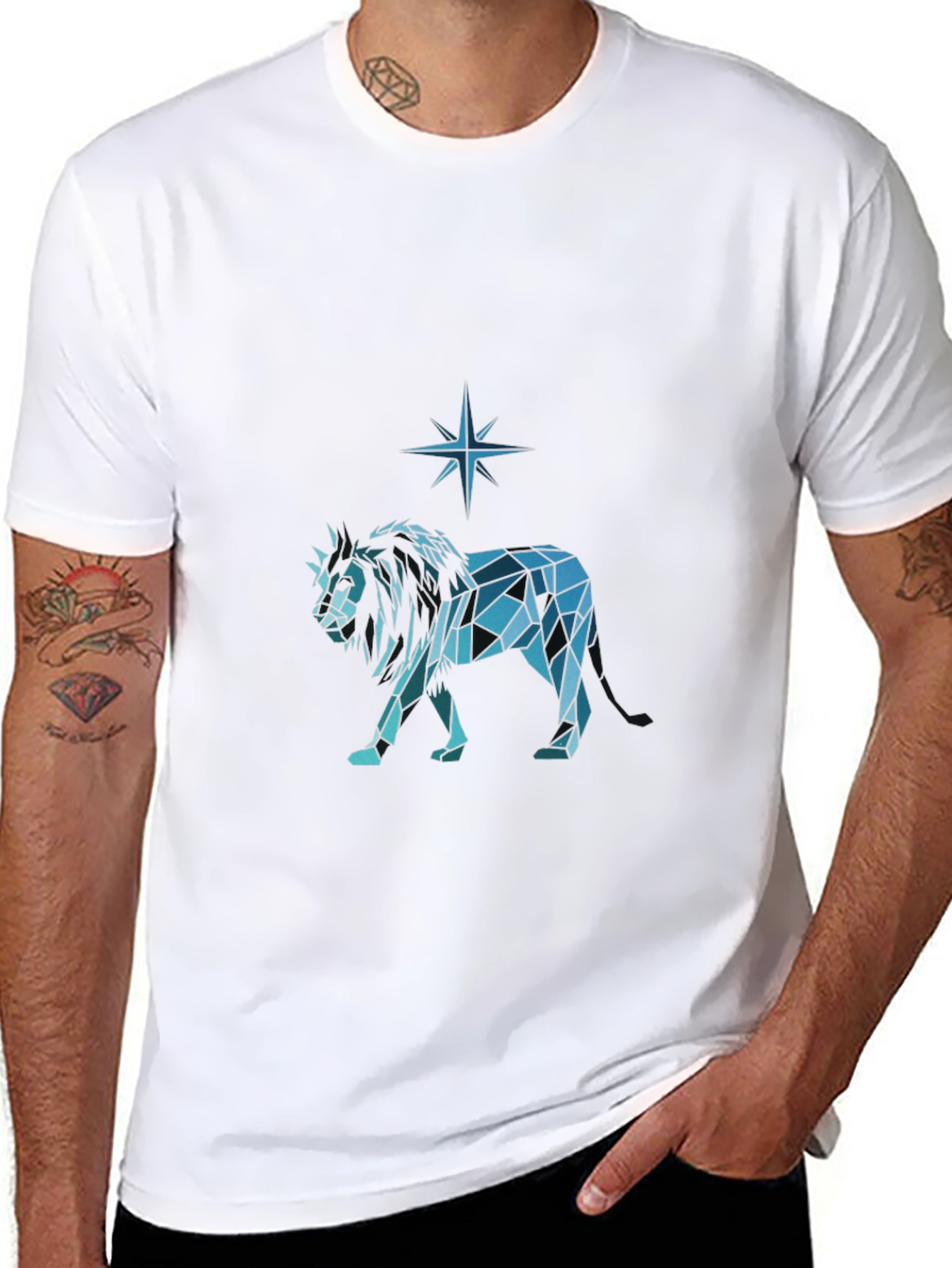 Geometric Lion Graphic Tee - Modern Style