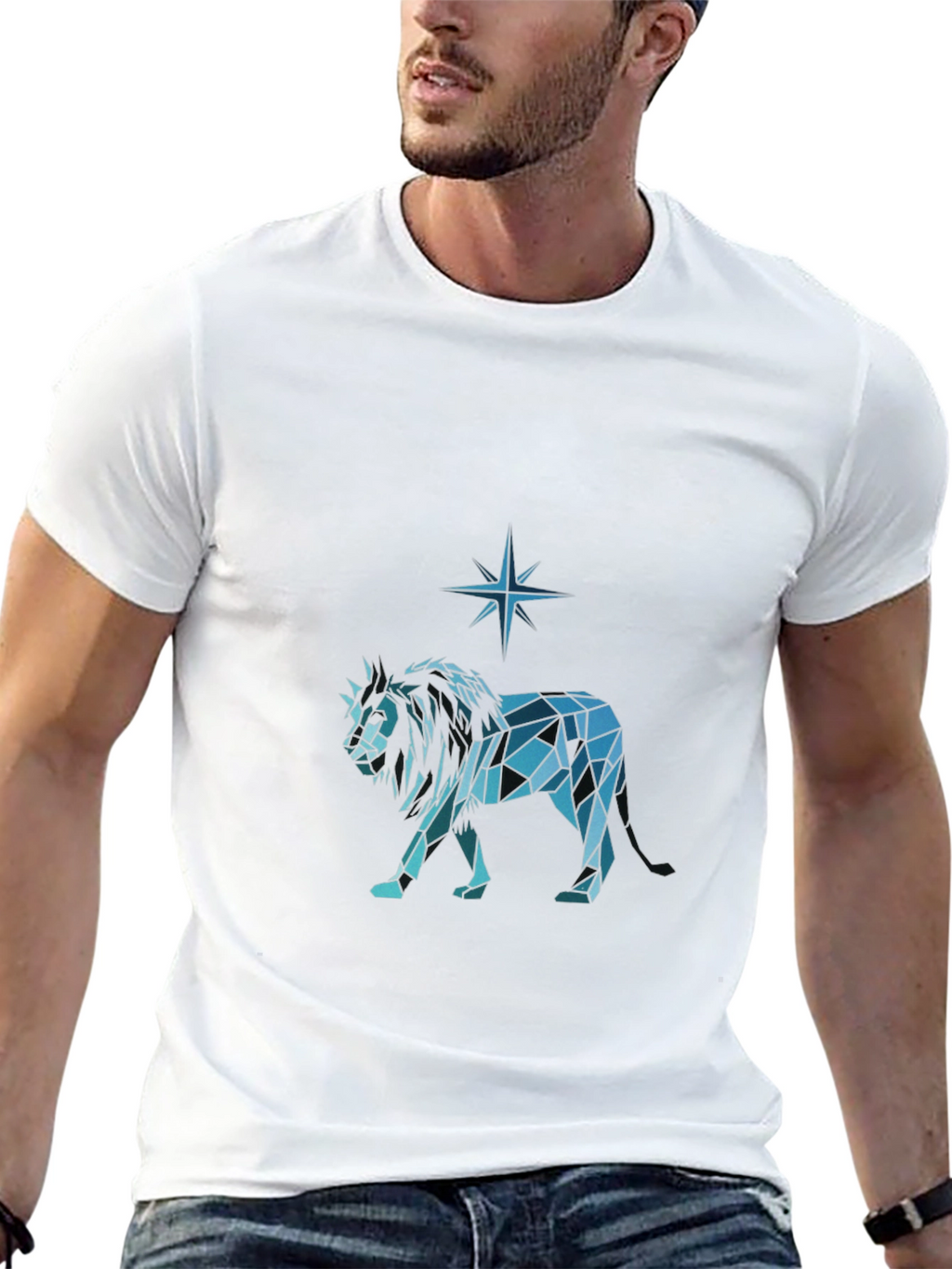 Geometric Lion Graphic Tee - Modern Style