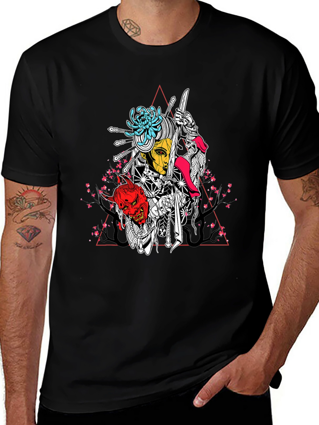 Geisha Warrior Black Graphic T-Shirt