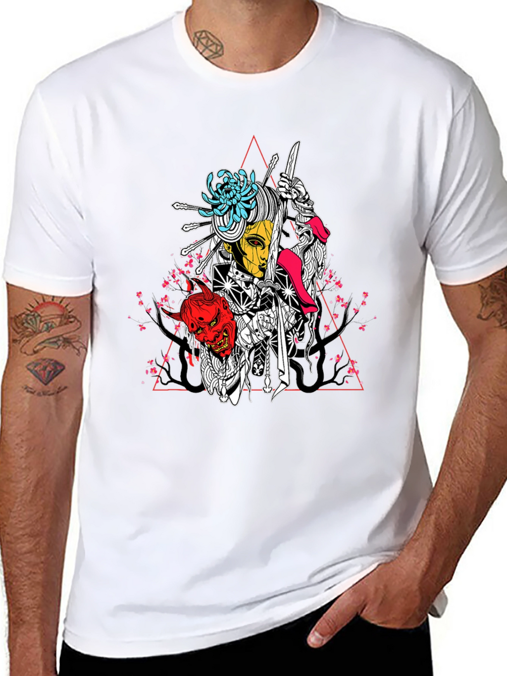 Geisha Warrior Black Graphic T-Shirt