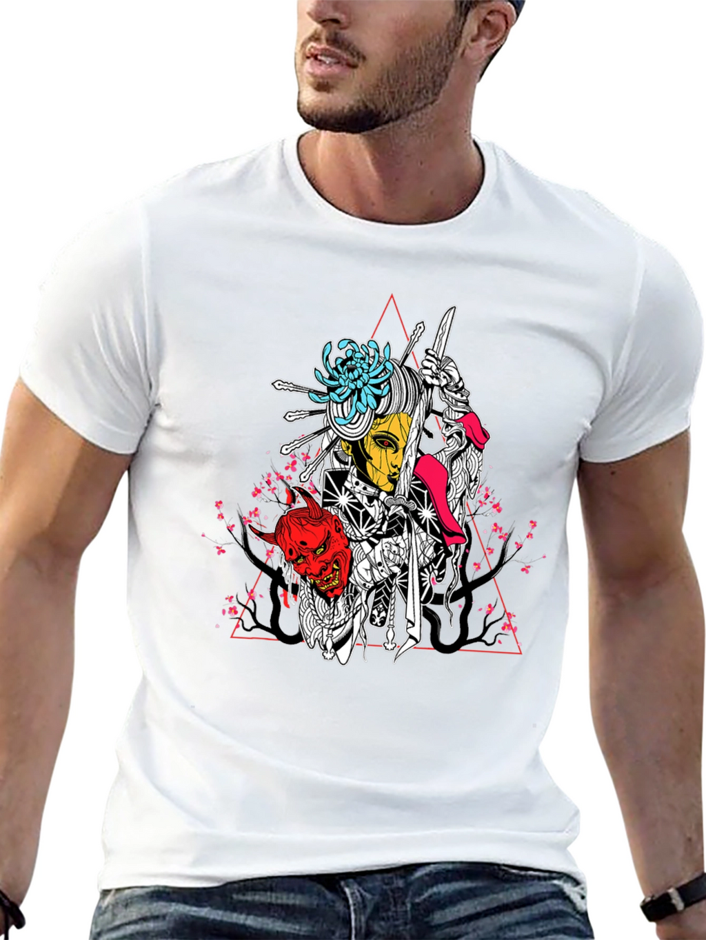 Geisha Warrior Black Graphic T-Shirt