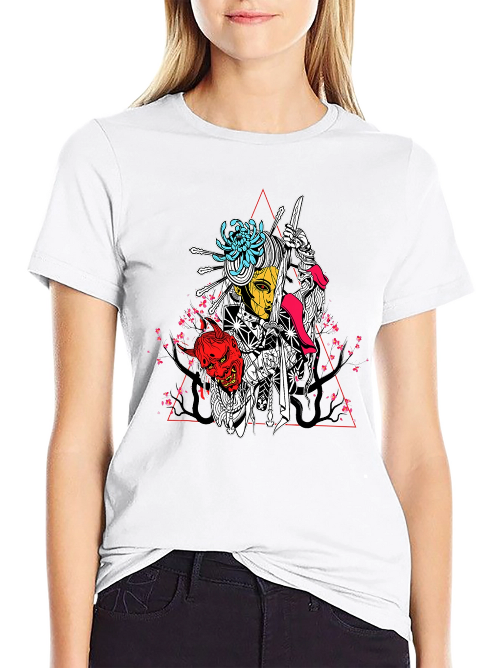 Geisha Warrior Black Graphic T-Shirt