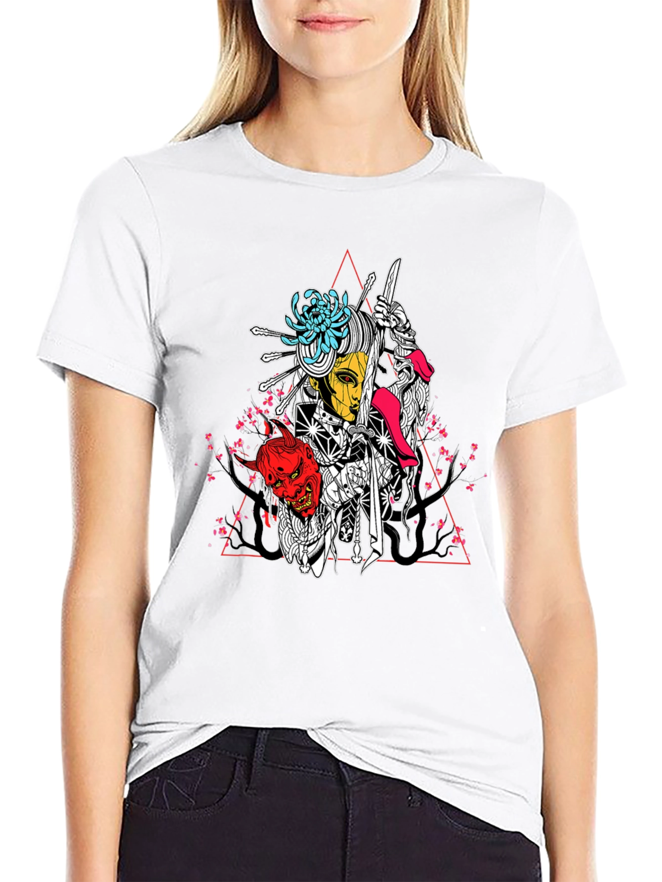 Geisha Warrior Black Graphic T-Shirt