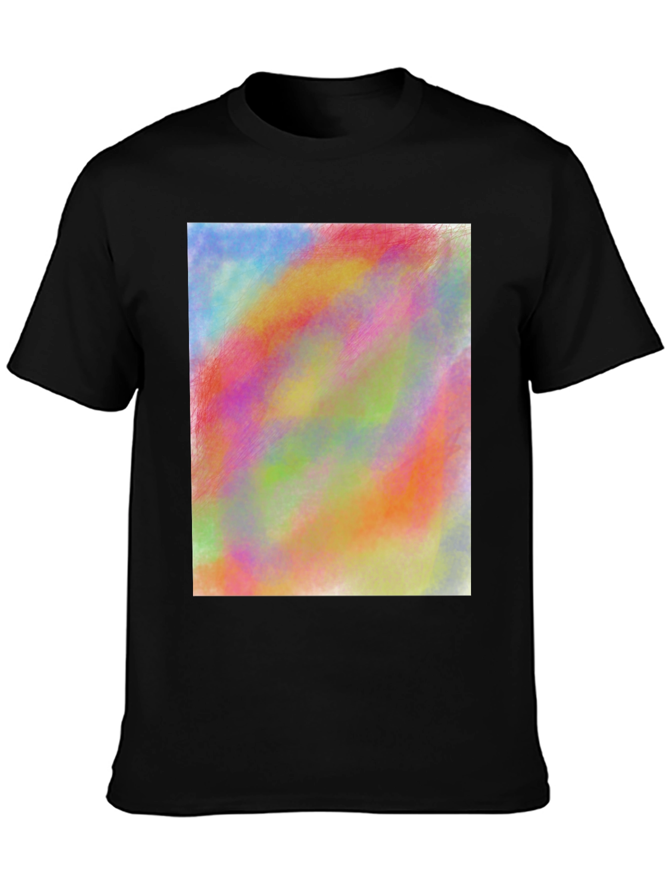 Vibrant Abstract Art Print Black Tee Shirt