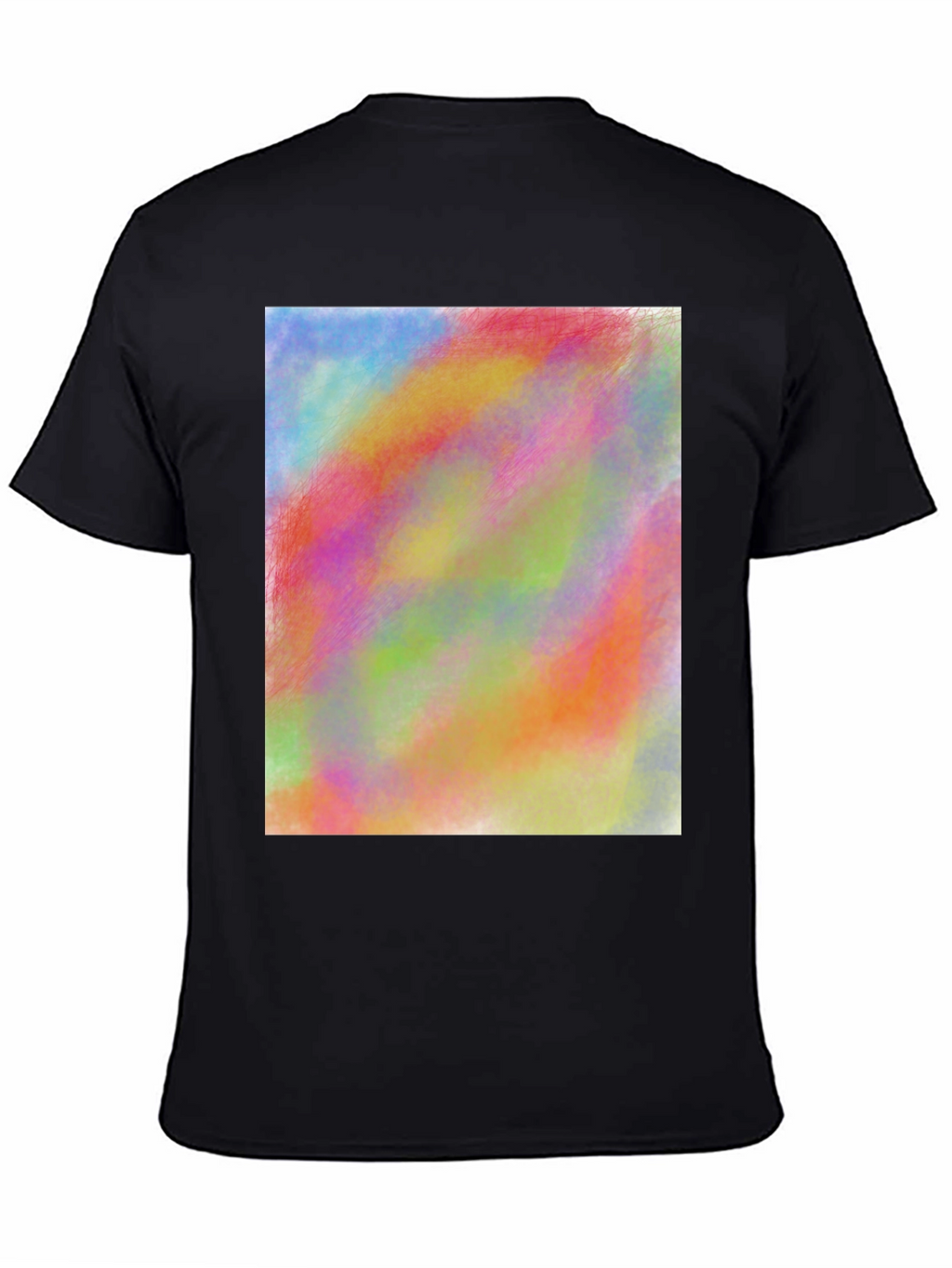 Vibrant Abstract Art Print Black Tee Shirt