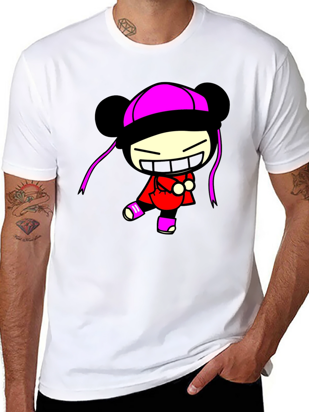 Pucca Funny Face Black T-Shirt