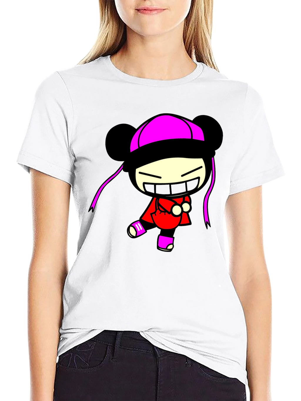 Pucca Funny Face Black T-Shirt