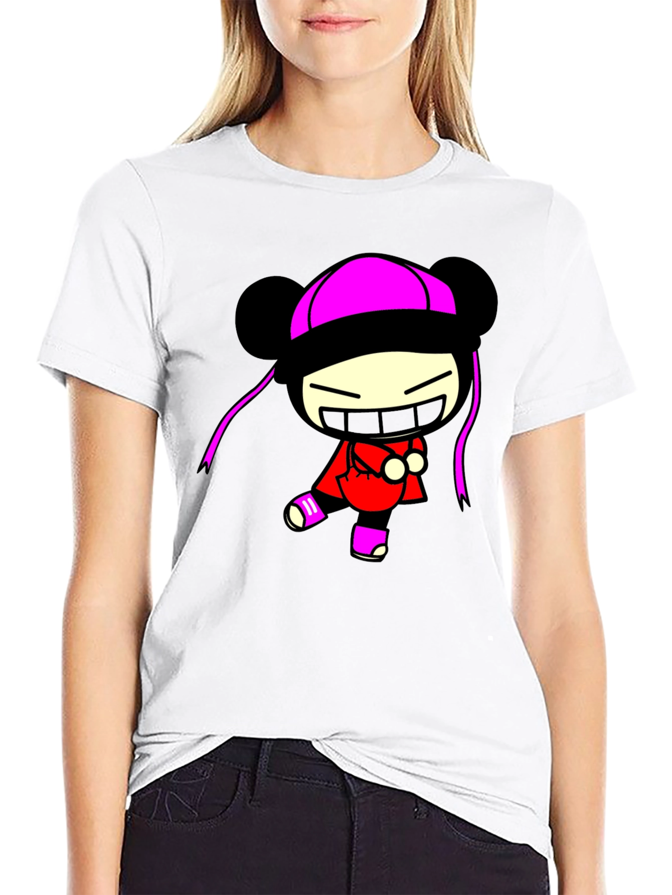 Pucca Funny Face Black T-Shirt
