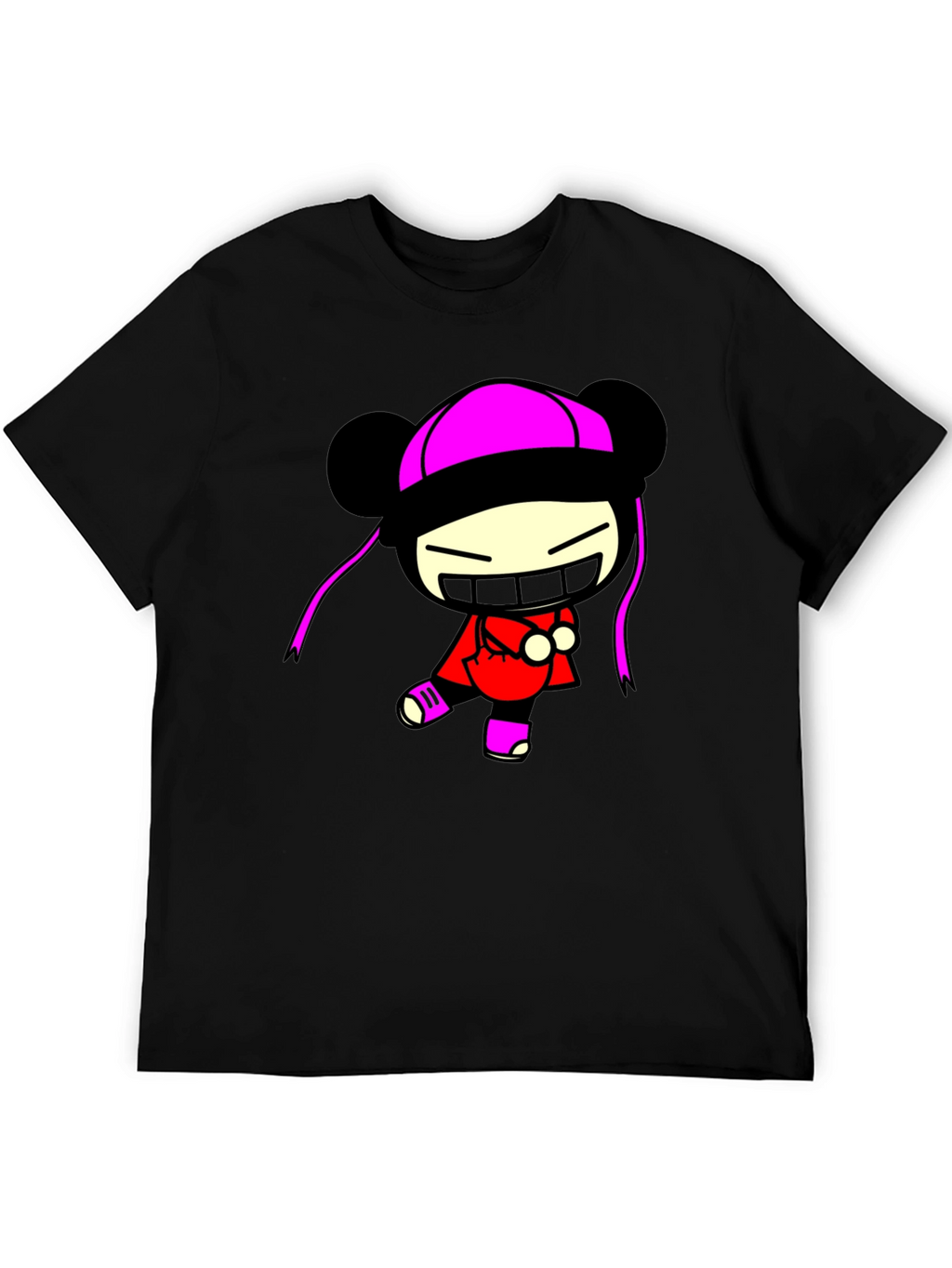 Pucca Funny Face Black T-Shirt