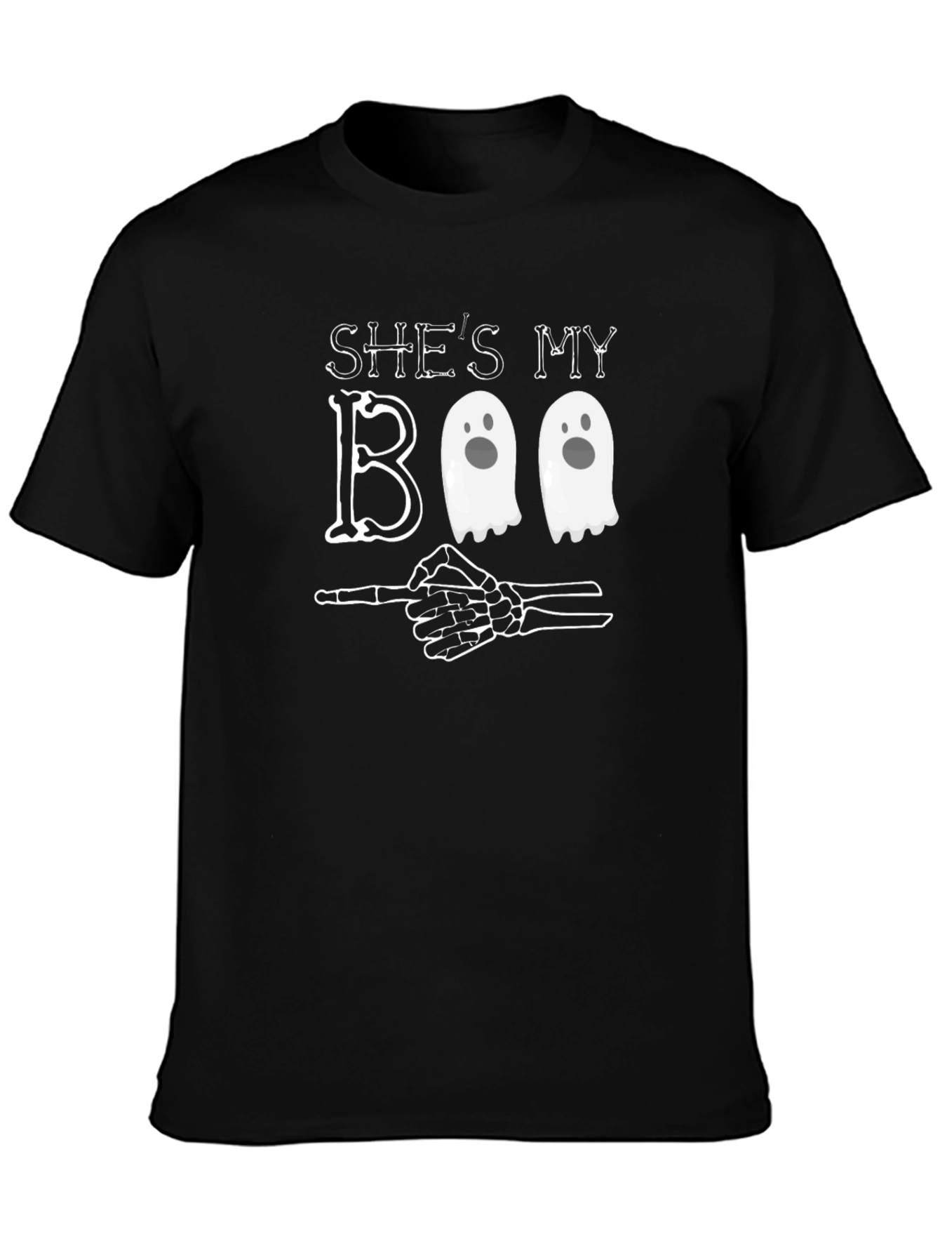 Shes My Boo T-Shirt - Halloween Ghost Skeleton Pointing Tee