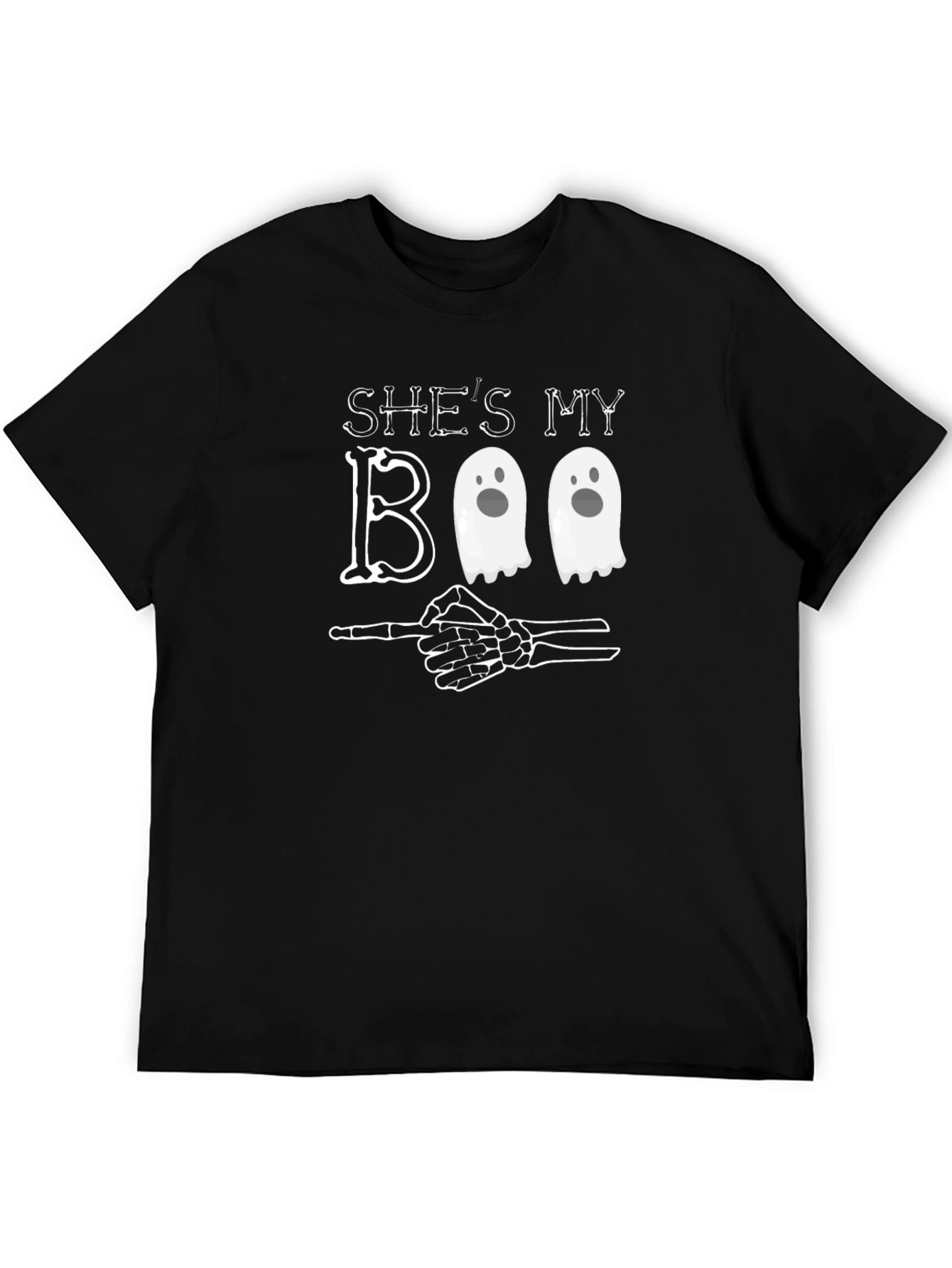 Shes My Boo T-Shirt - Halloween Ghost Skeleton Pointing Tee