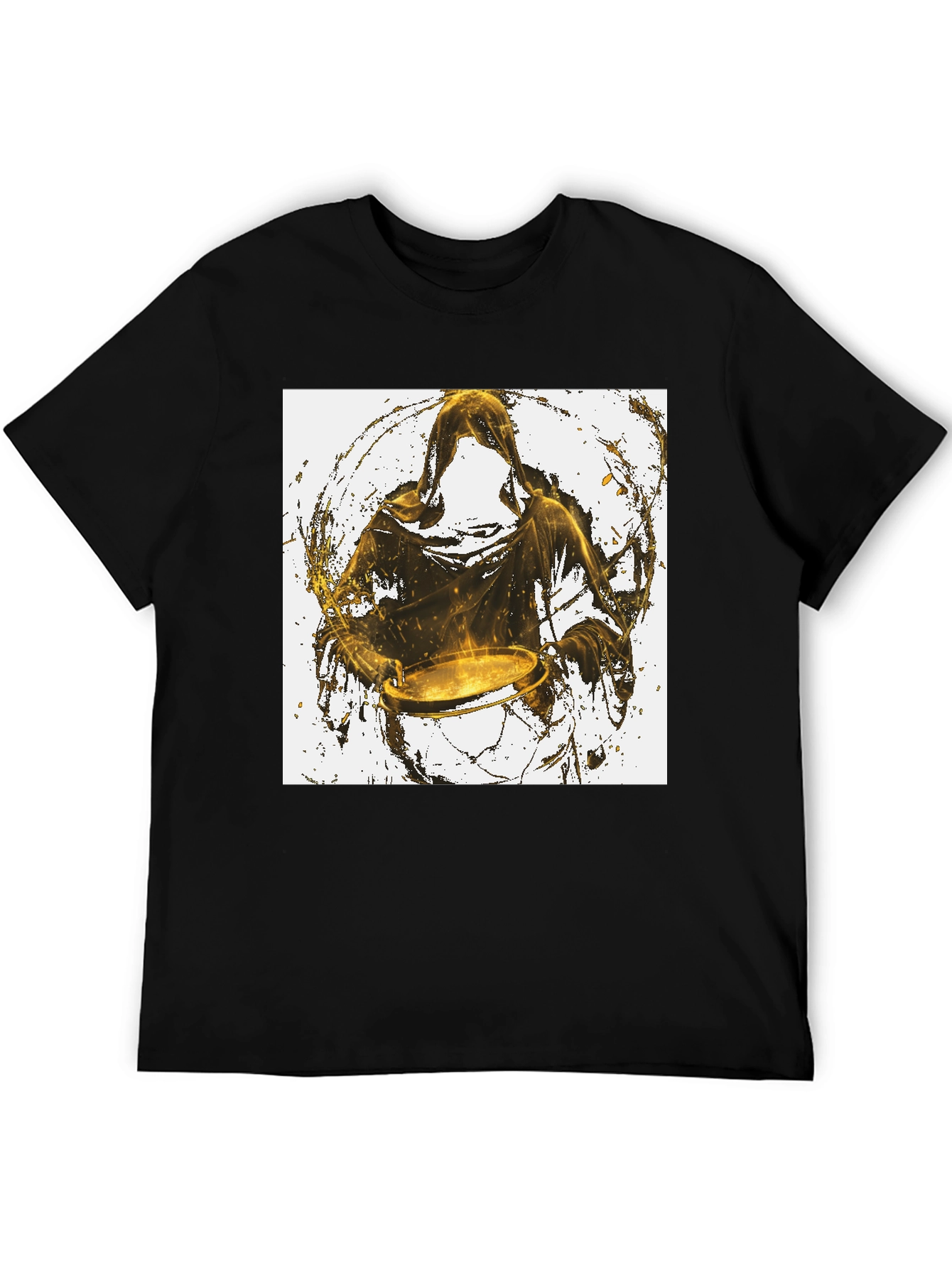 Hooded Drummer Graphic Black T-Shirt
