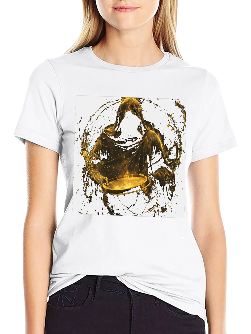 Hooded Drummer Graphic Black T-Shirt