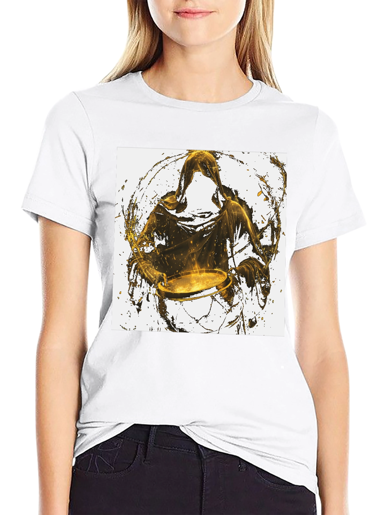 Hooded Drummer Graphic Black T-Shirt