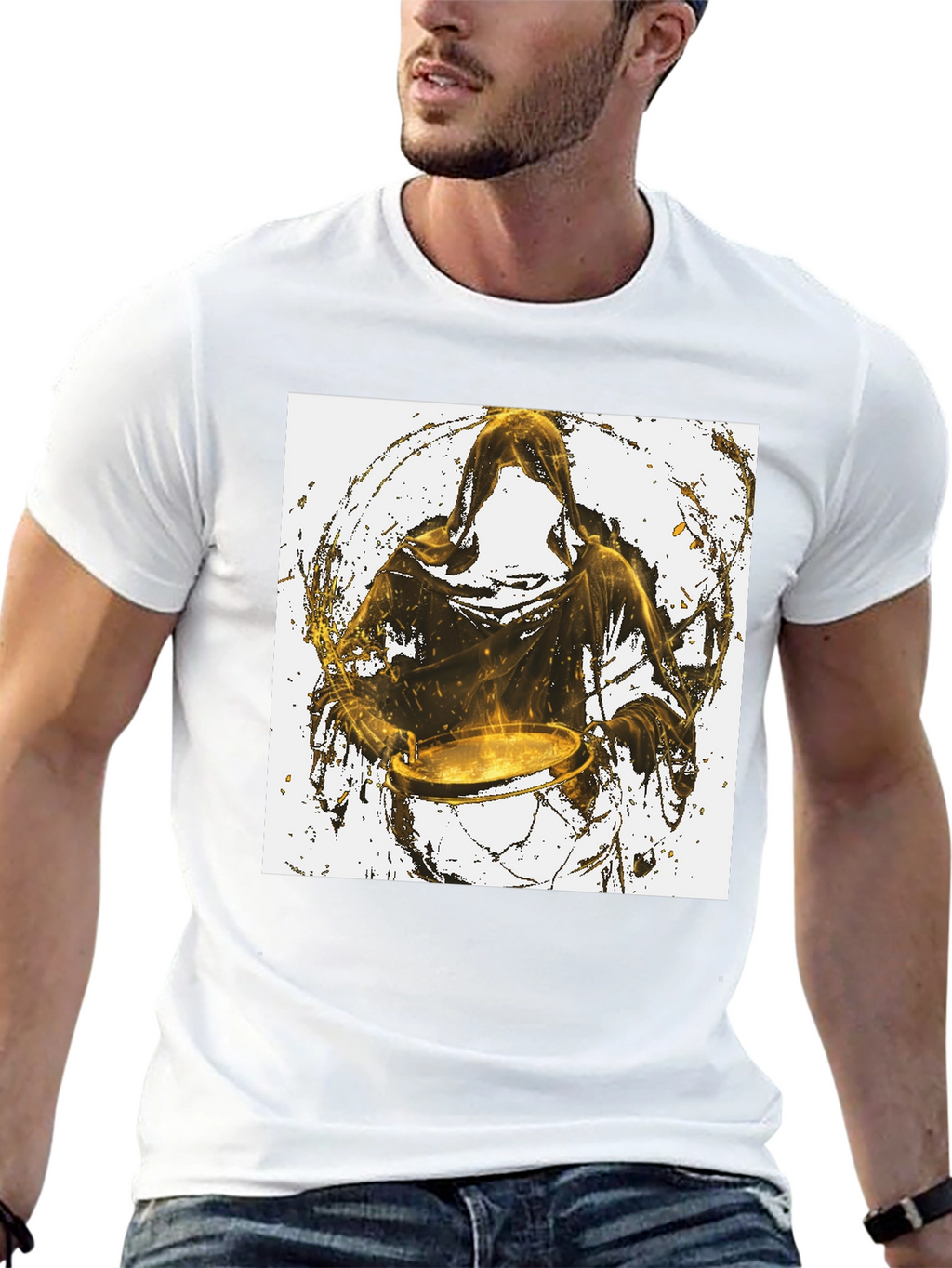 Hooded Drummer Graphic Black T-Shirt