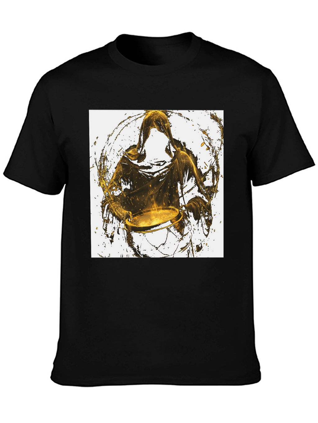 Hooded Drummer Graphic Black T-Shirt